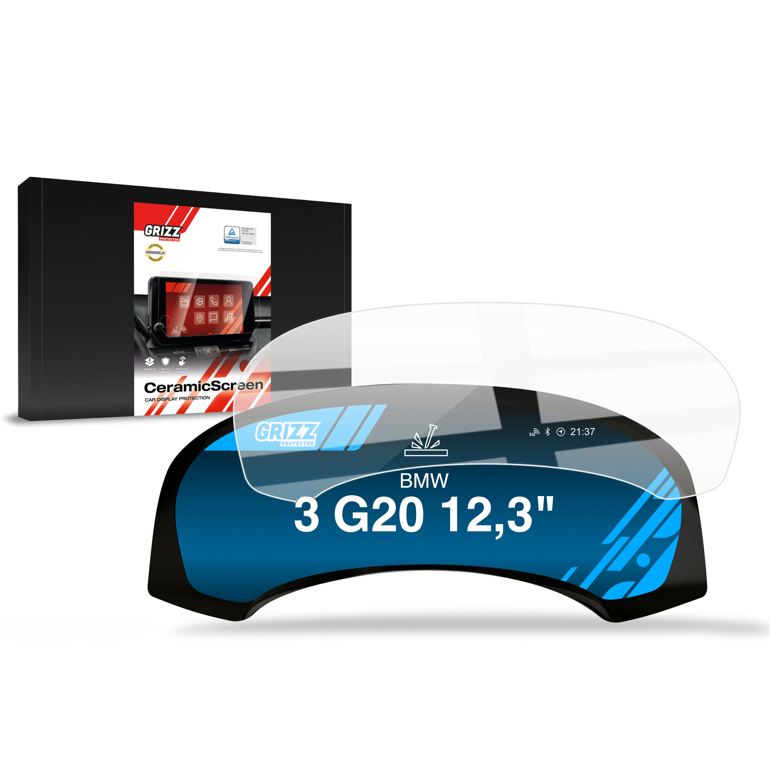 CarDisplay Protection Grizz Keramikfolie für BMW 3 G20 Live Cockpit 12,3