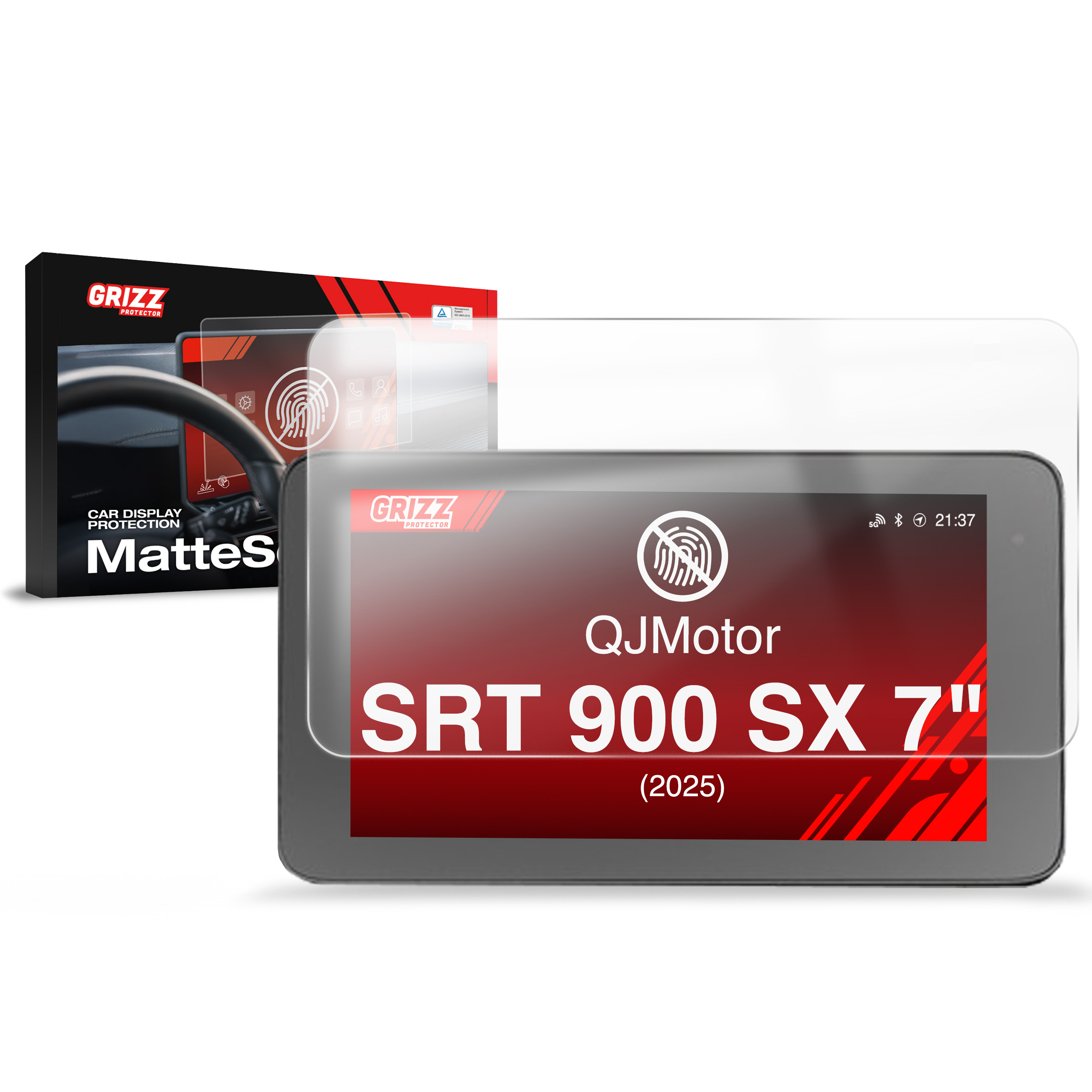 GrizzProtector 7" Displayschutzfolie für QJMotor SRT 900 SX (2025), mate, anti-huellas, con embalaje.