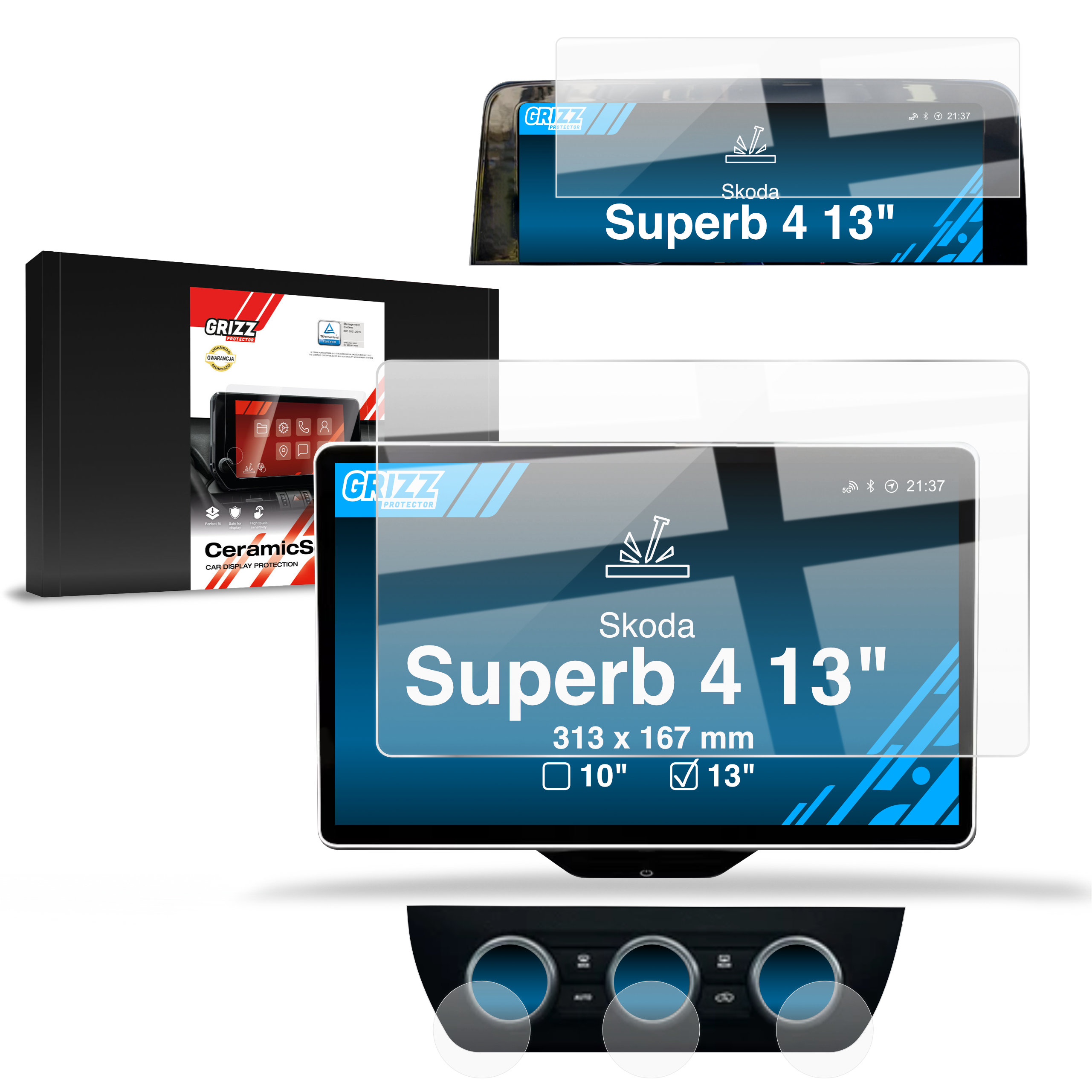 CarDisplay Protection Grizz Keramikfolie für Skoda Superb 4 13