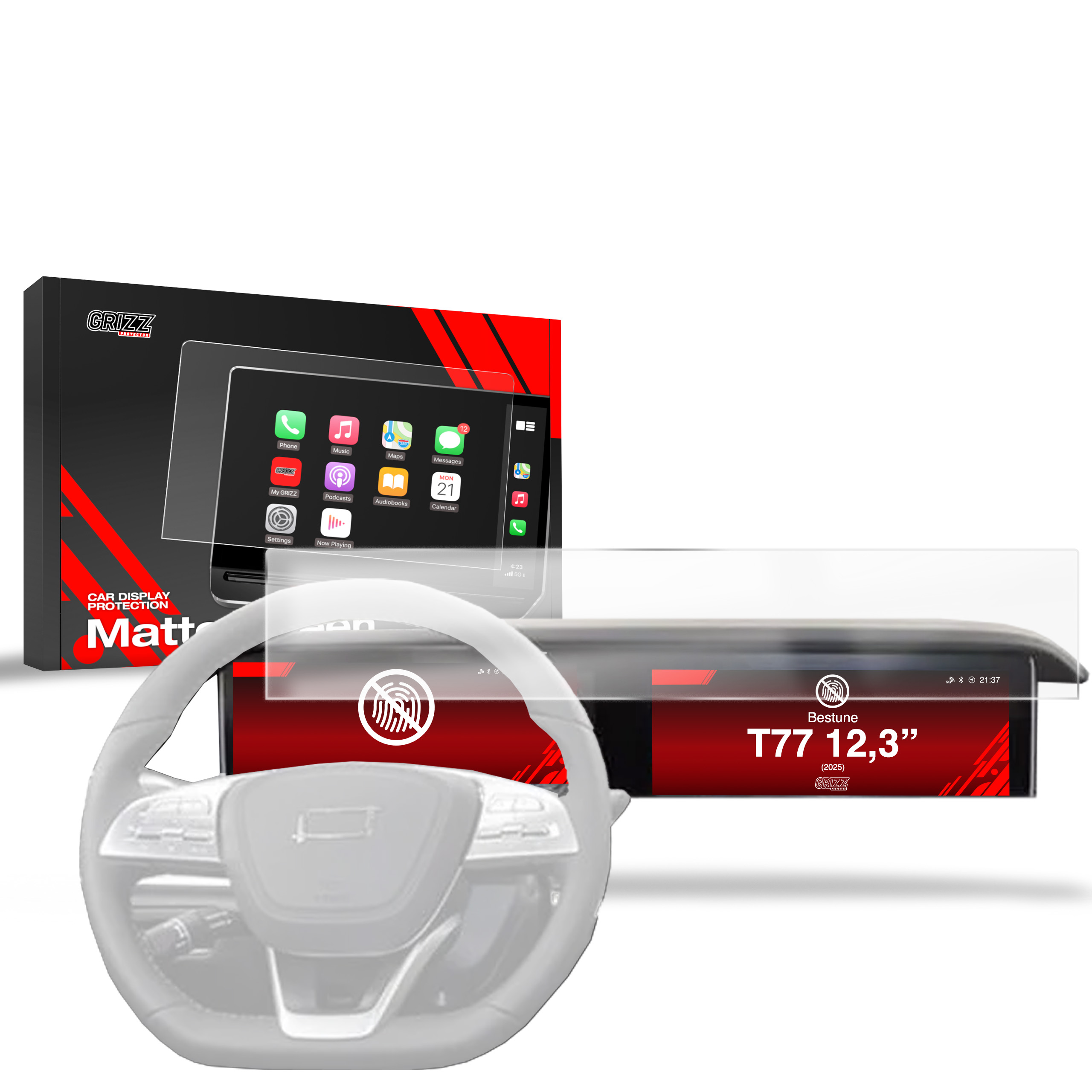 CarDisplay Protection Grizz Mattfolie für Bestune T77 12,3