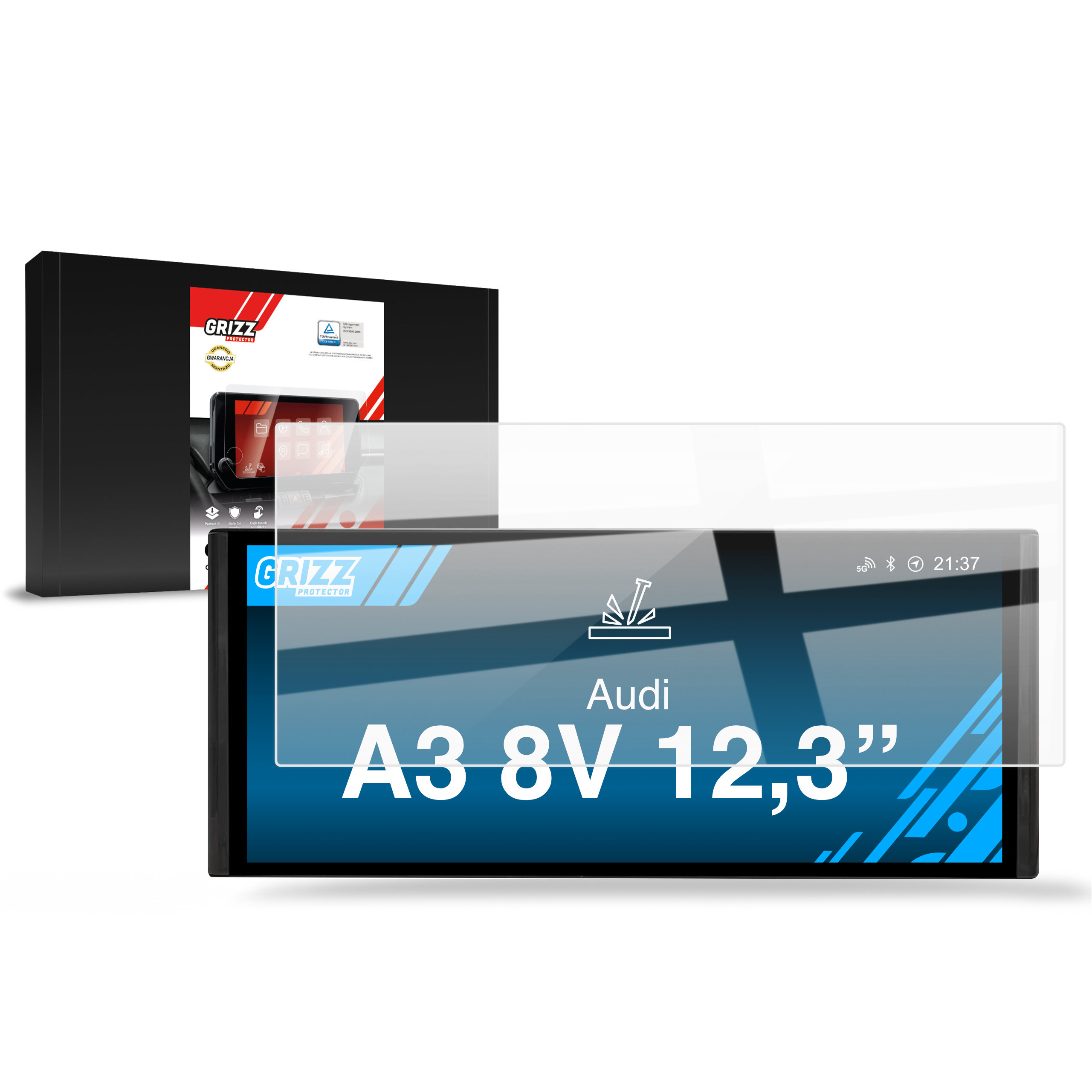 CarDisplay Protection Grizz Keramikfolie für Audi A3 8V Android Radio 12,3