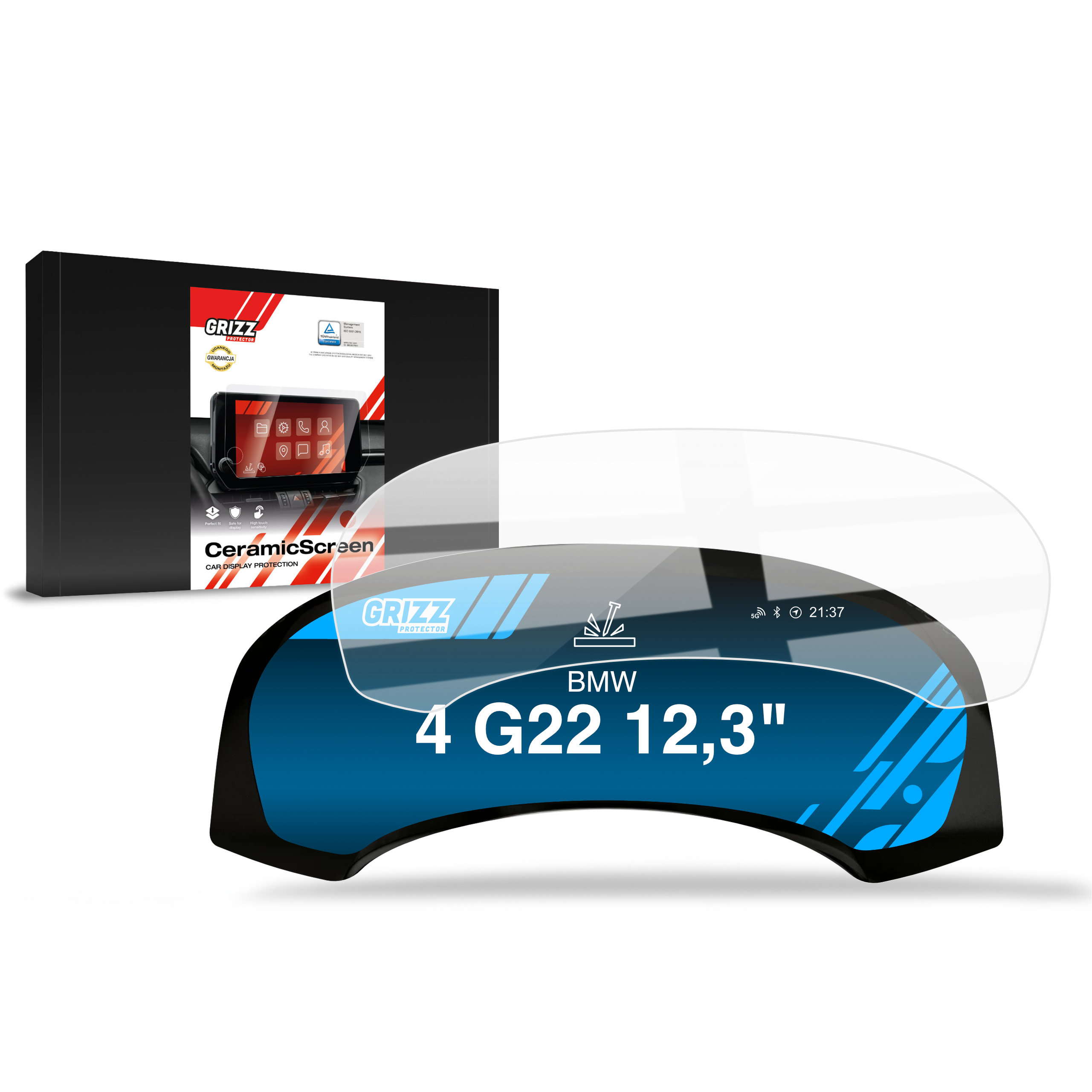CarDisplay Protection Grizz Keramikfolie für BMW 4 G22 Live Cockpit 12,3