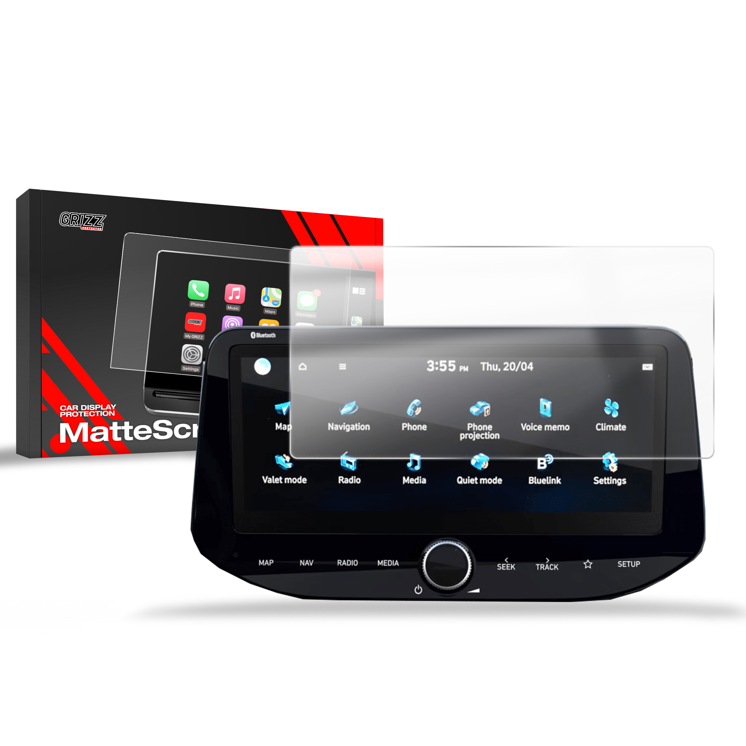 CarDisplay Protection Grizz Mattfolie für Hyundai Bayon 10,25
