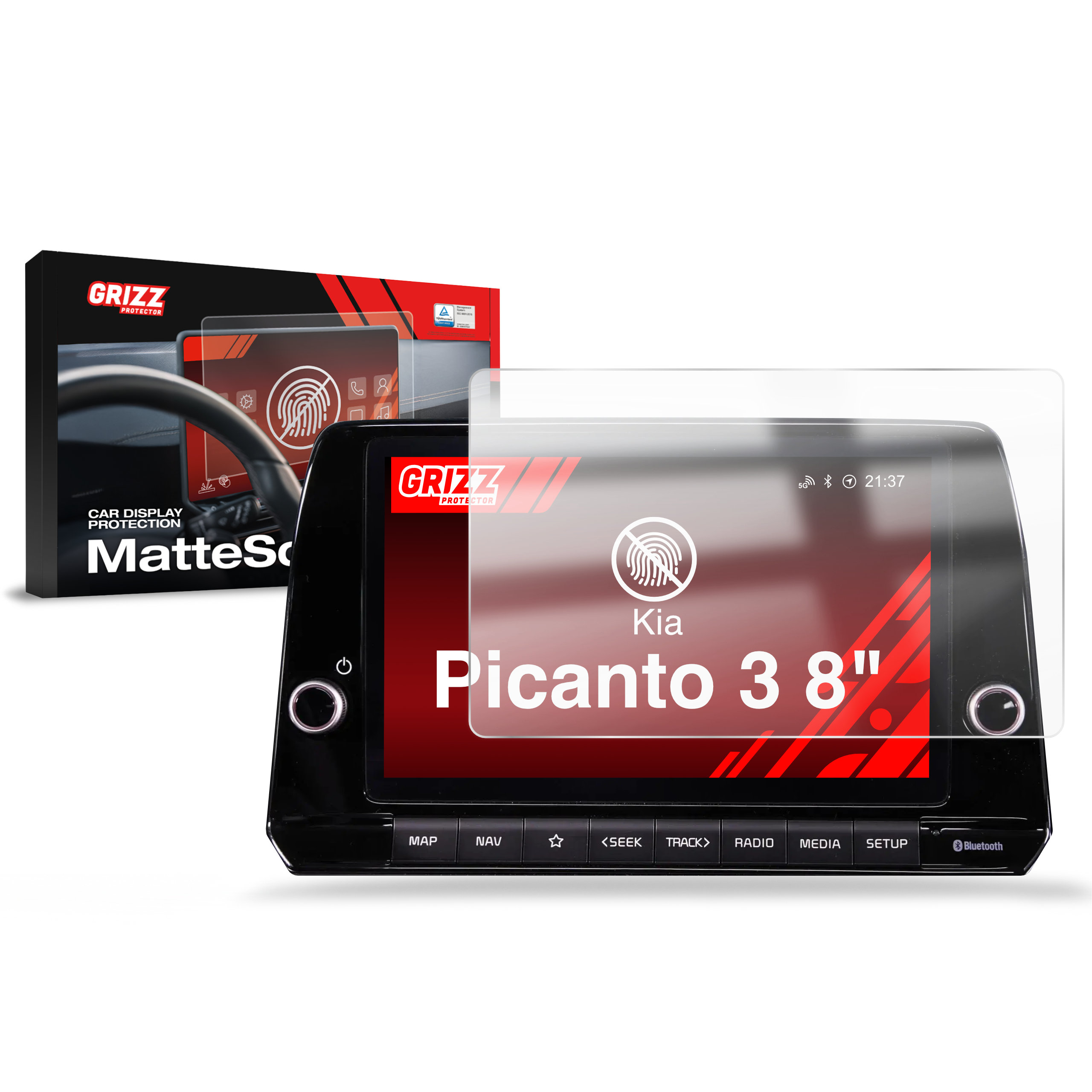 CarDisplay Protection Grizz Mattfolie für Kia Picanto 3 8
