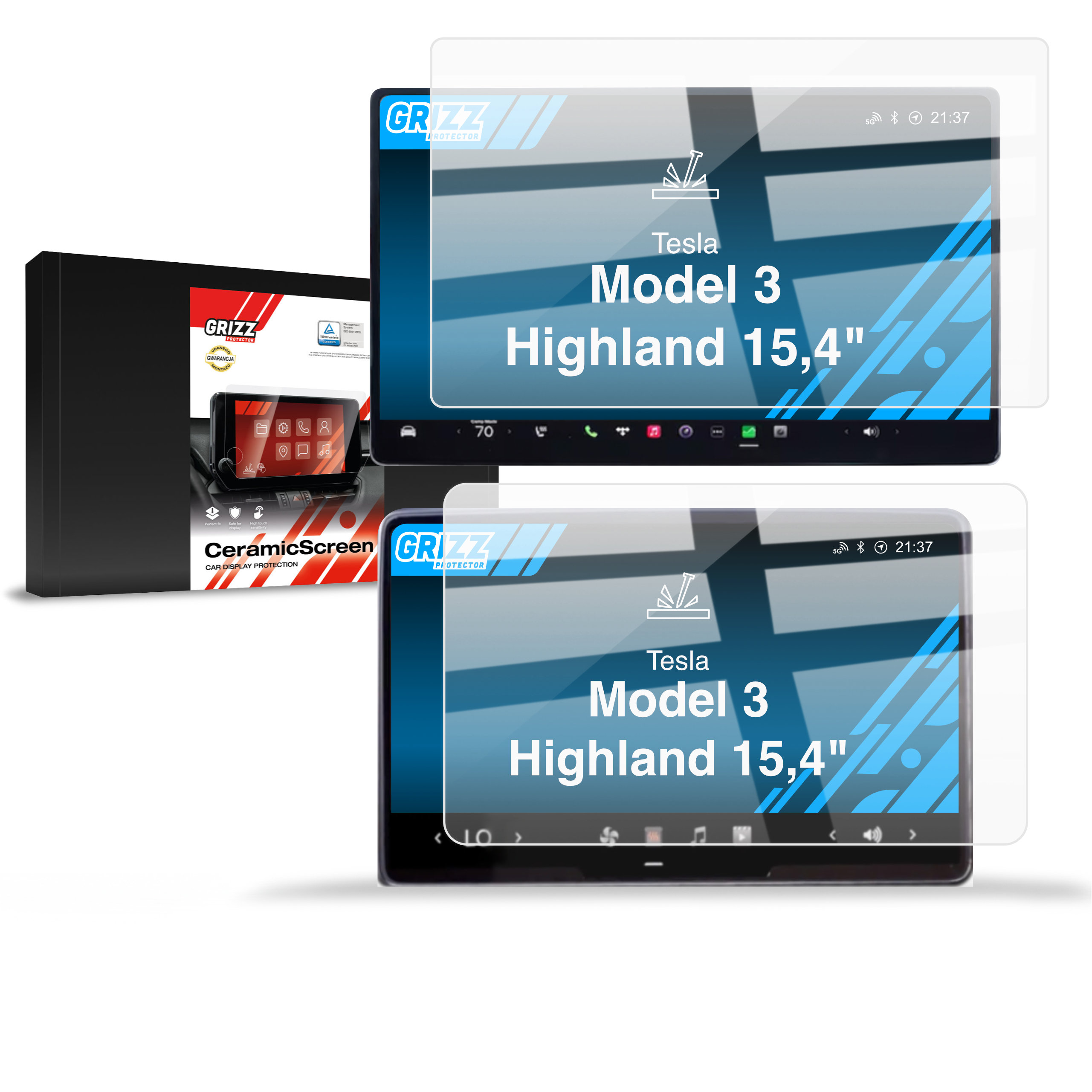 CarDisplay Protection Grizz Keramikfolie für Tesla Model 3 Highland (2023-2025)