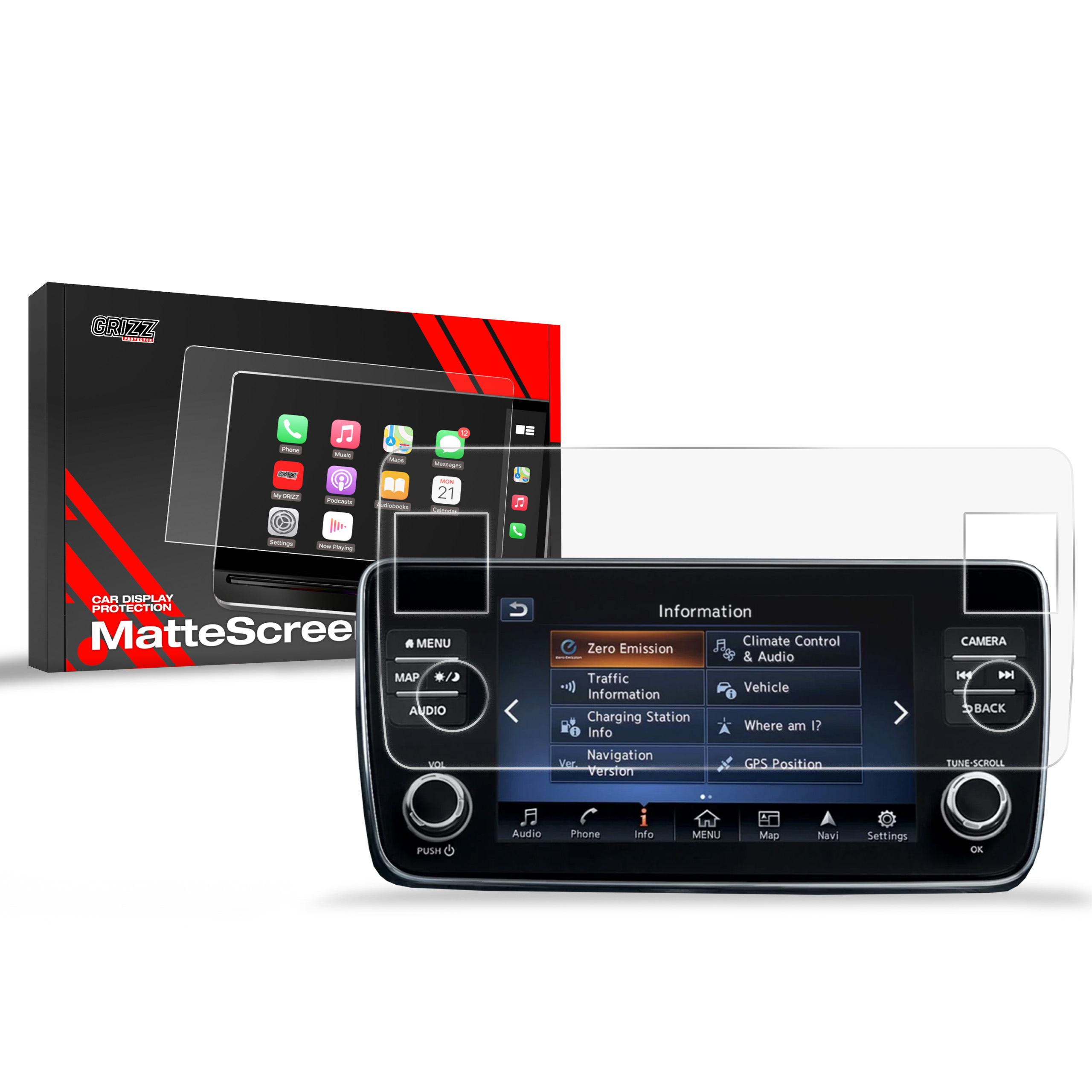 CarDisplay Protection Grizz Mattfolie für Nissan Leaf (2017-2025)
