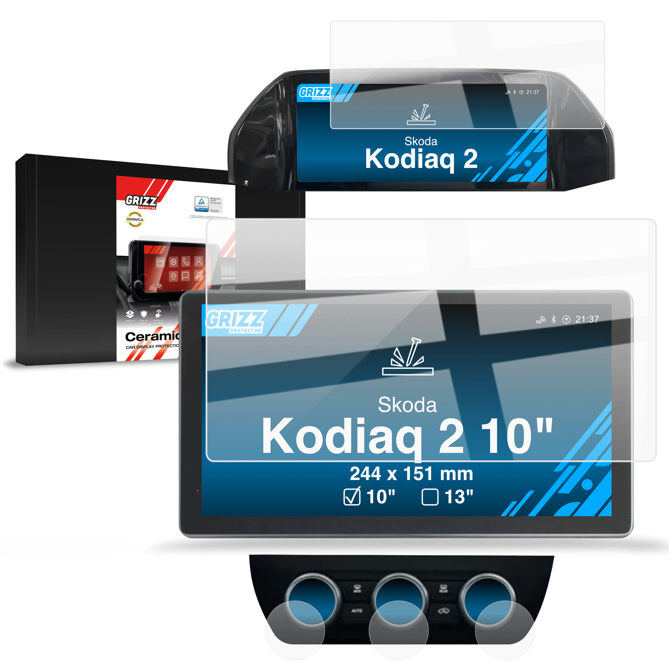 CarDisplay Protection Grizz Keramikfolie für Skoda Kodiaq 2 10