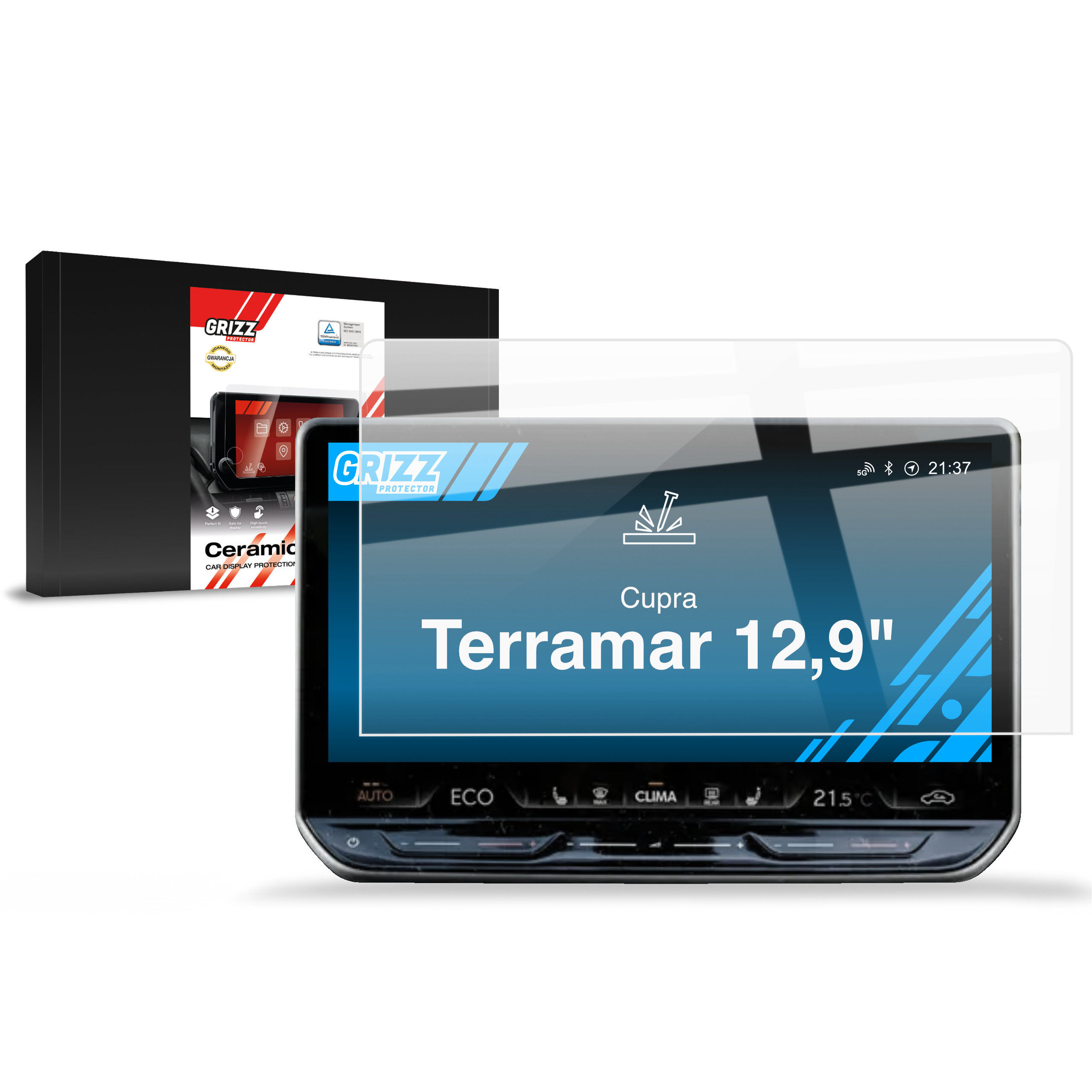 CarDisplay Protection Grizz Keramikfolie für Cupra Terramar 12,9“ (2024-2025)