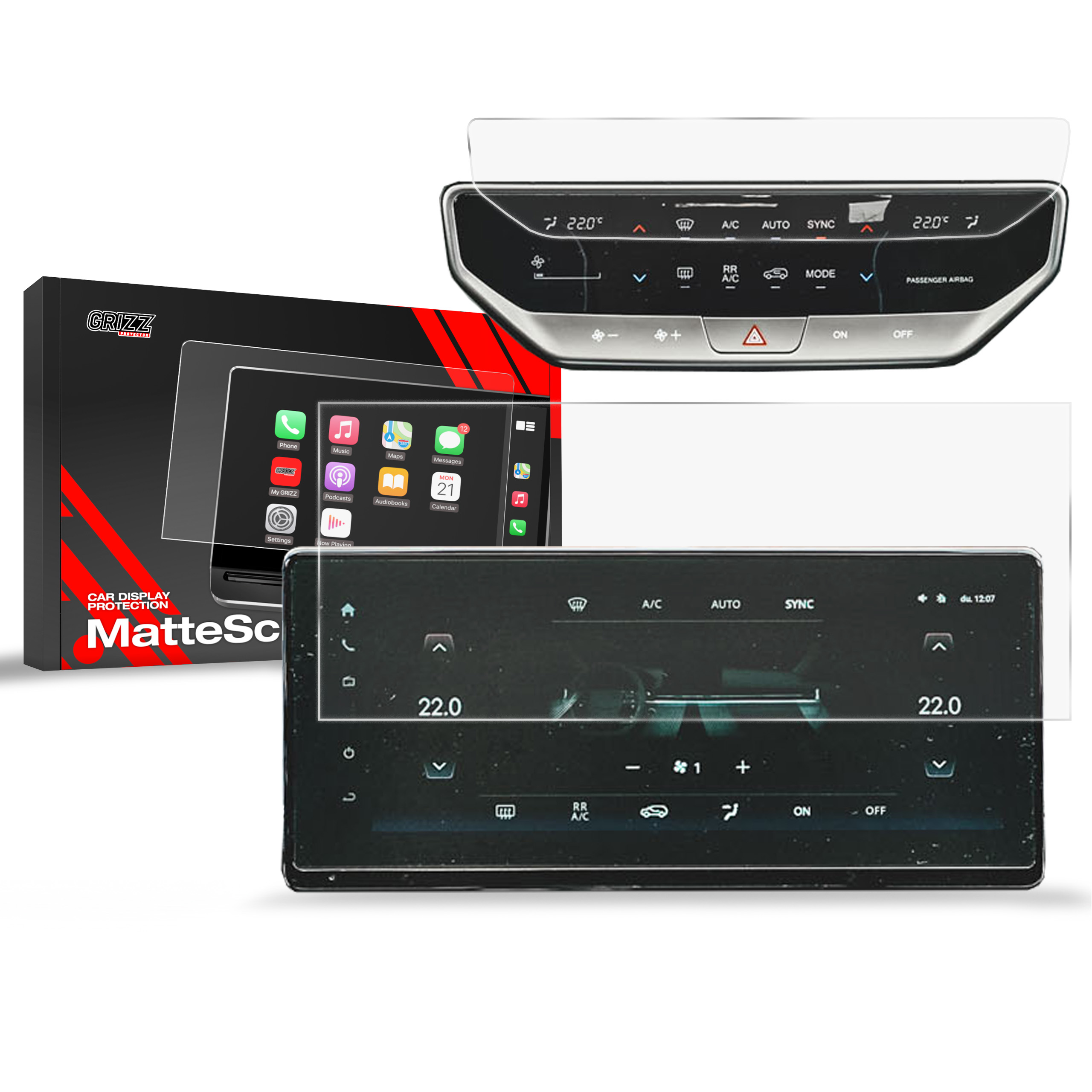 CarDisplay Protection Grizz Mattfolie für SsangYong REXTON 12,3