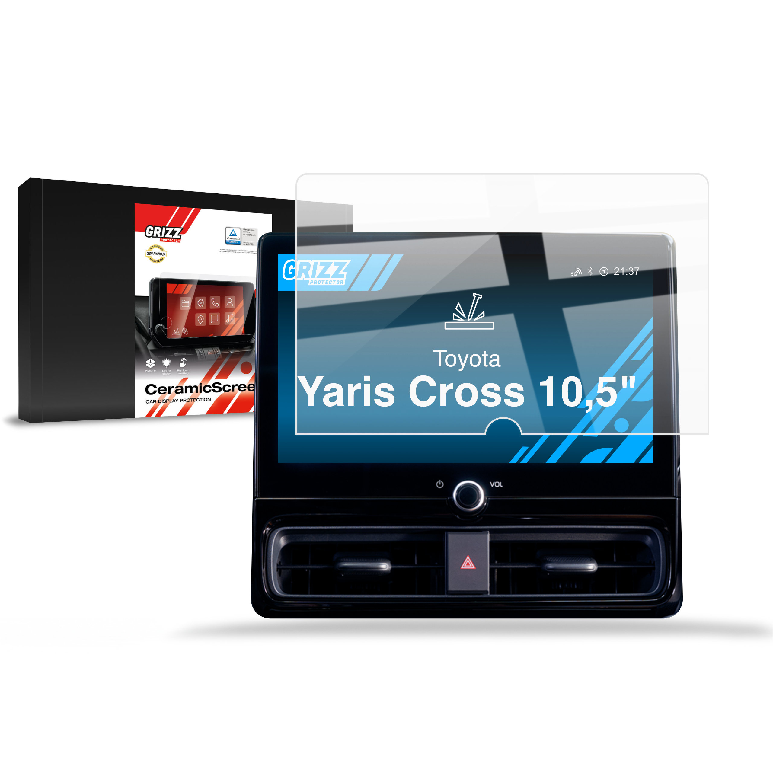 CarDisplay Protection Grizz Keramikfolie für Toyota Yaris 4 10,5