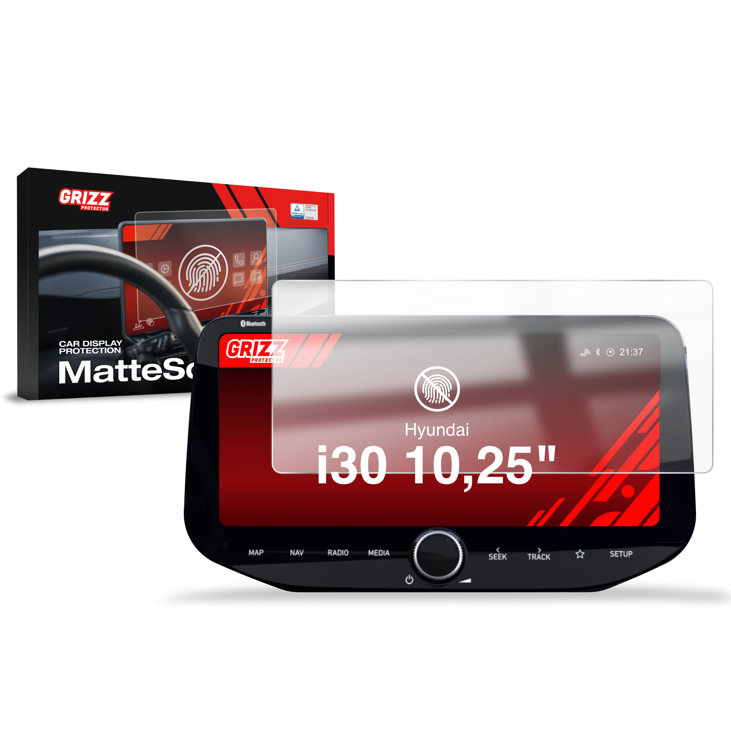 CarDisplay Protection Grizz Mattfolie für Hyundai i30 10,25
