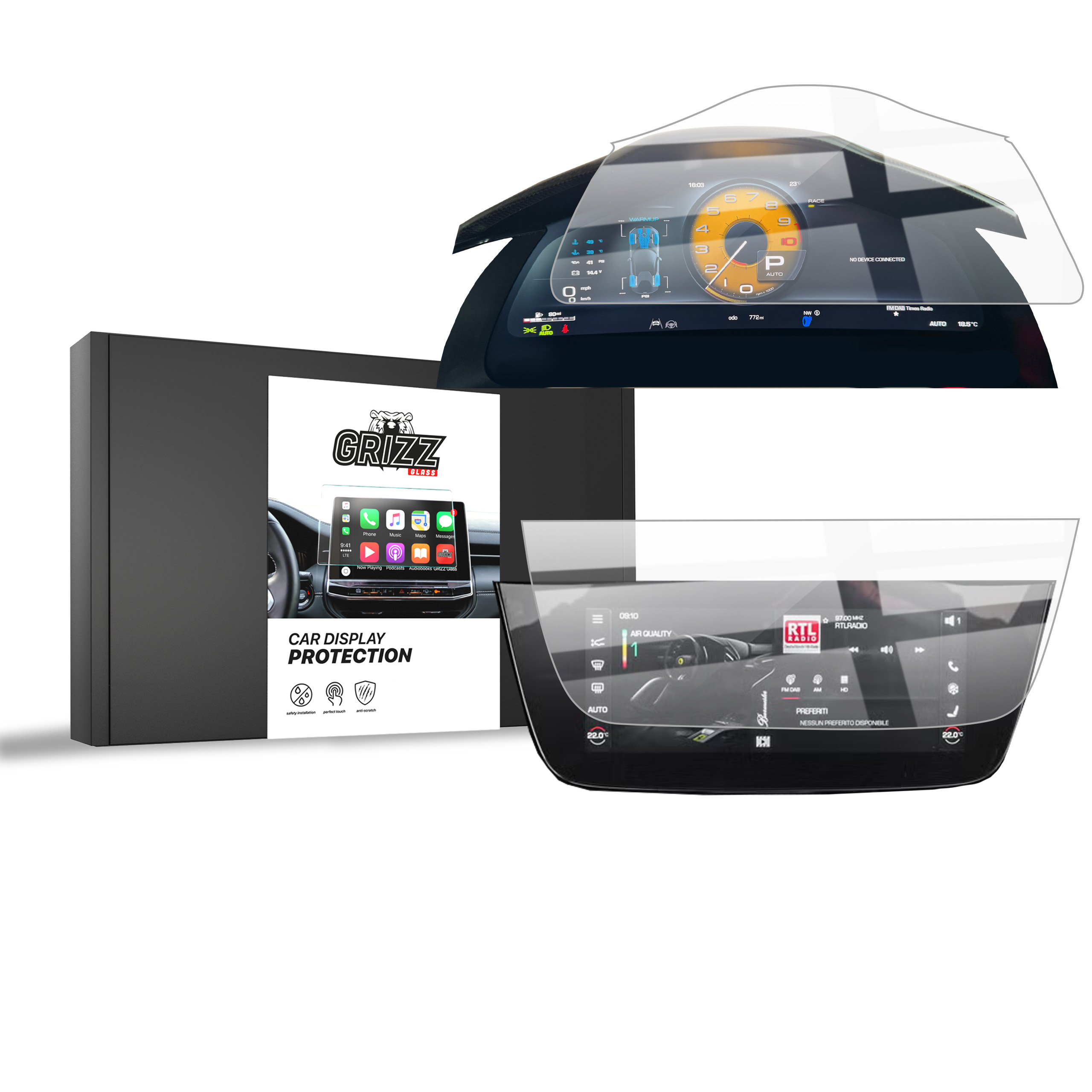 CarDisplay Protection Grizz Keramikfolie für Ferrari 12Cilindri 15,6