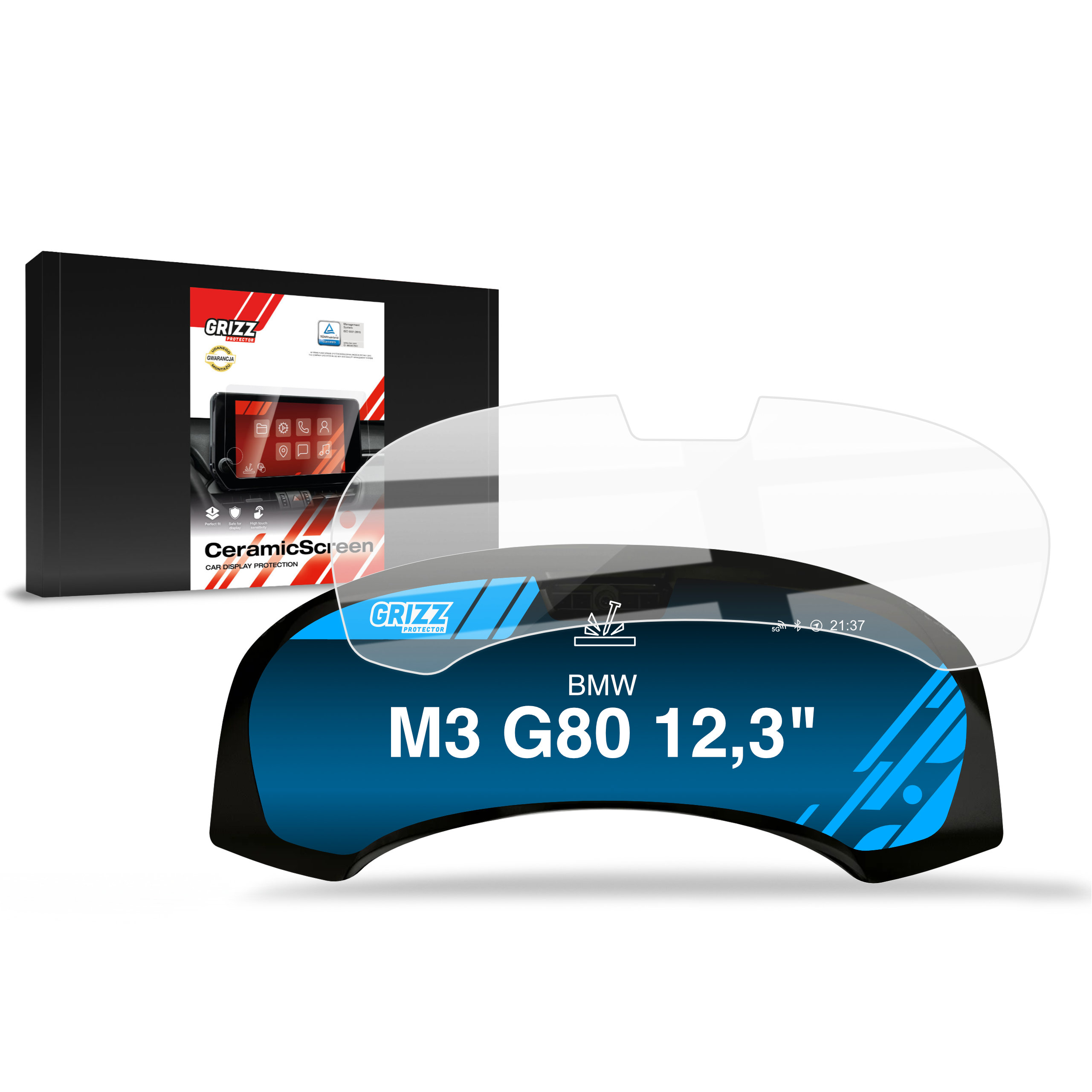 CarDisplay Protection Grizz Keramikfolie für BMW M3 G80 Live Cockpit Sensor 12,3