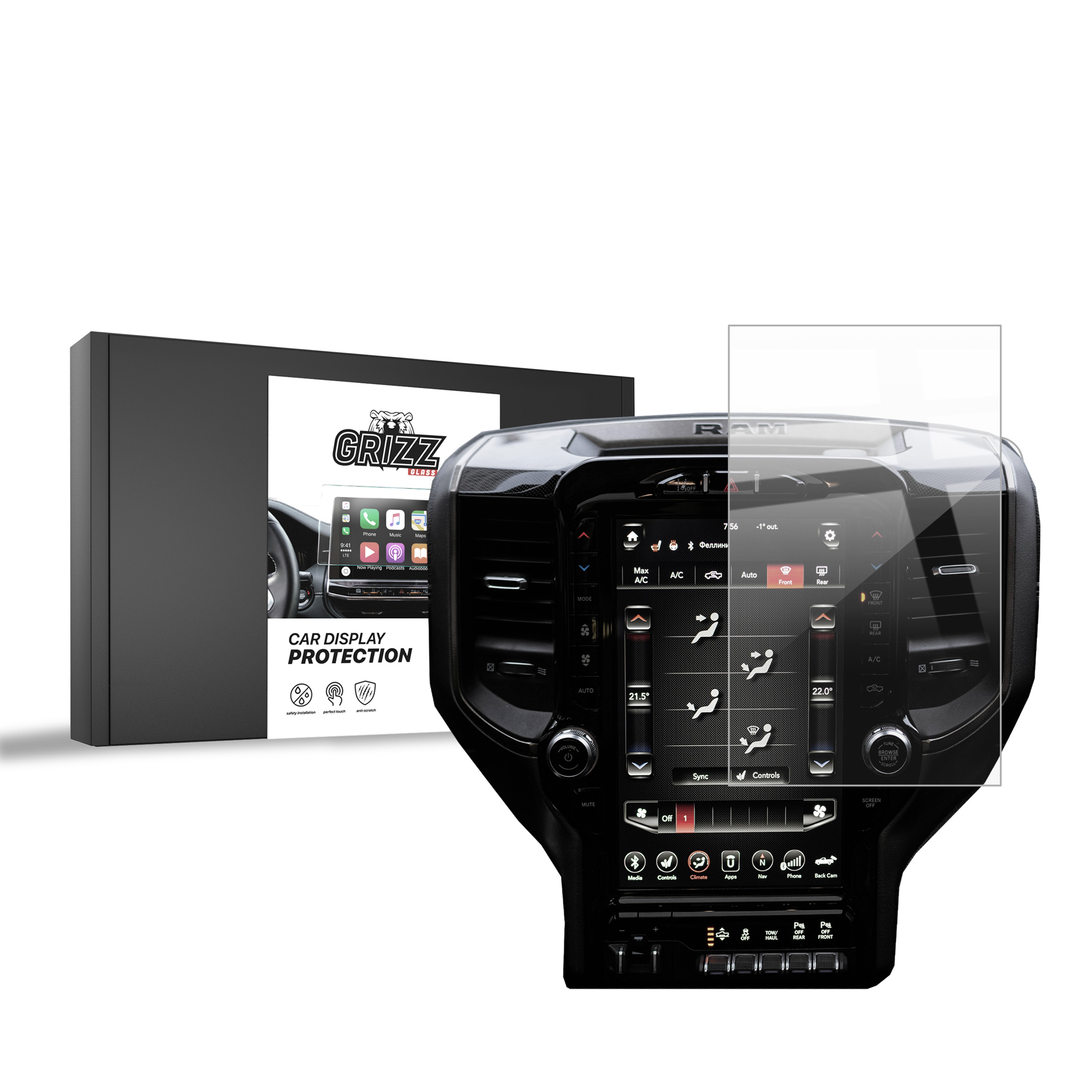 CarDisplay Protection Grizz Keramikfolie für Dodge Ram 2500 12,3