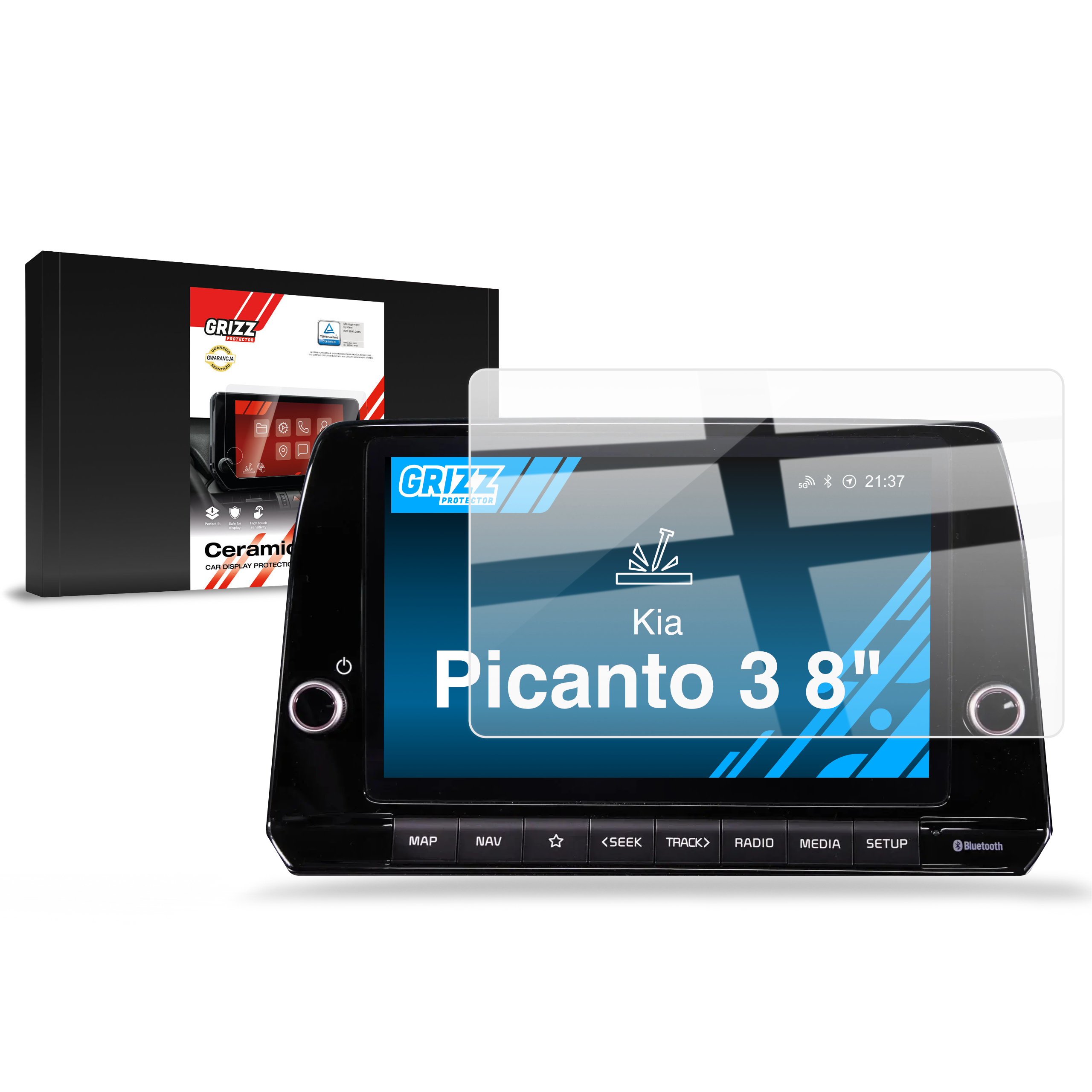 CarDisplay Protection Grizz Keramikfolie für Kia Picanto 3 8