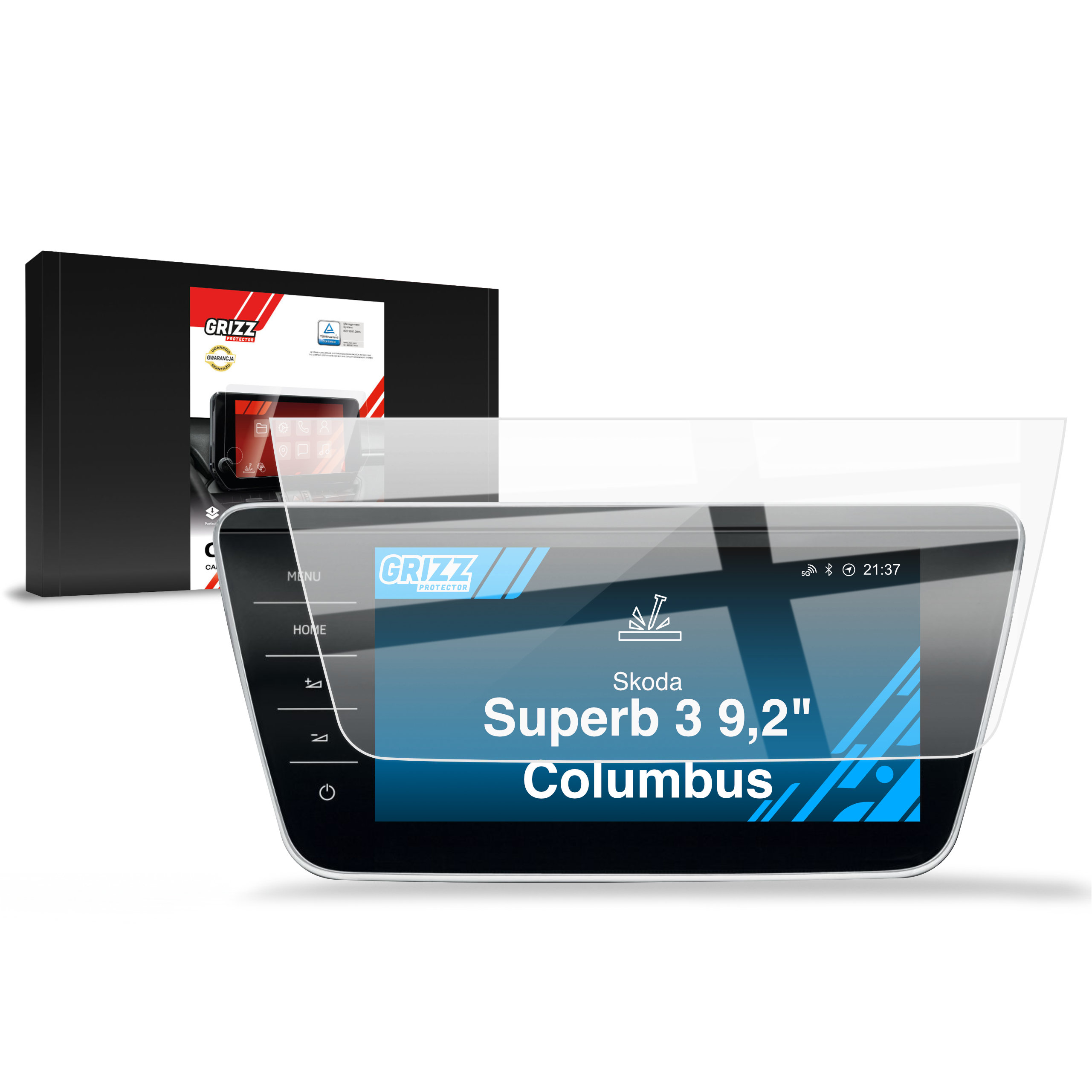CarDisplay Protection Grizz Keramikfolie für Skoda Superb 3 9,2