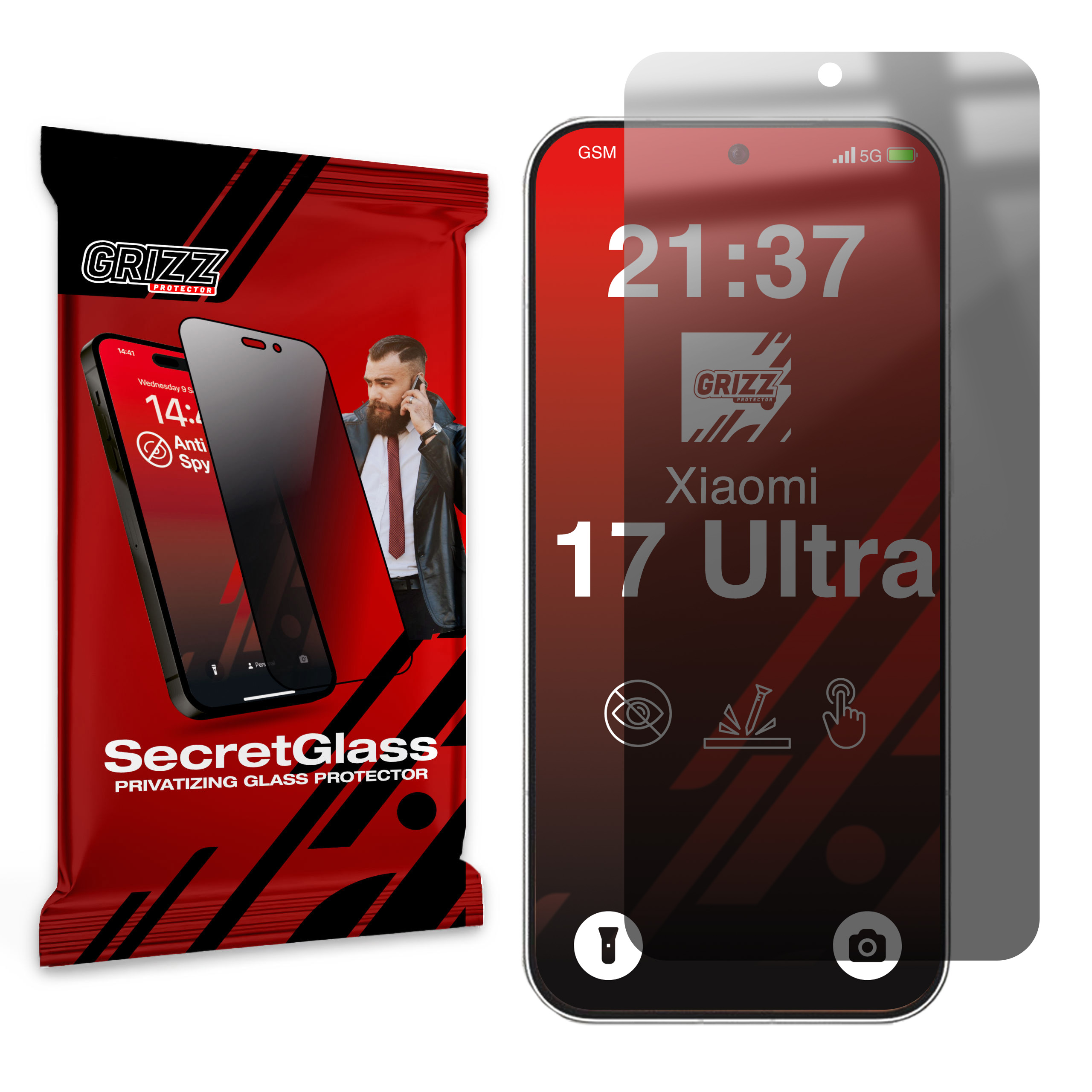 Grizz SecretGlass sekretne szkło prywatyzujące do Xiaomi 17 Ultra