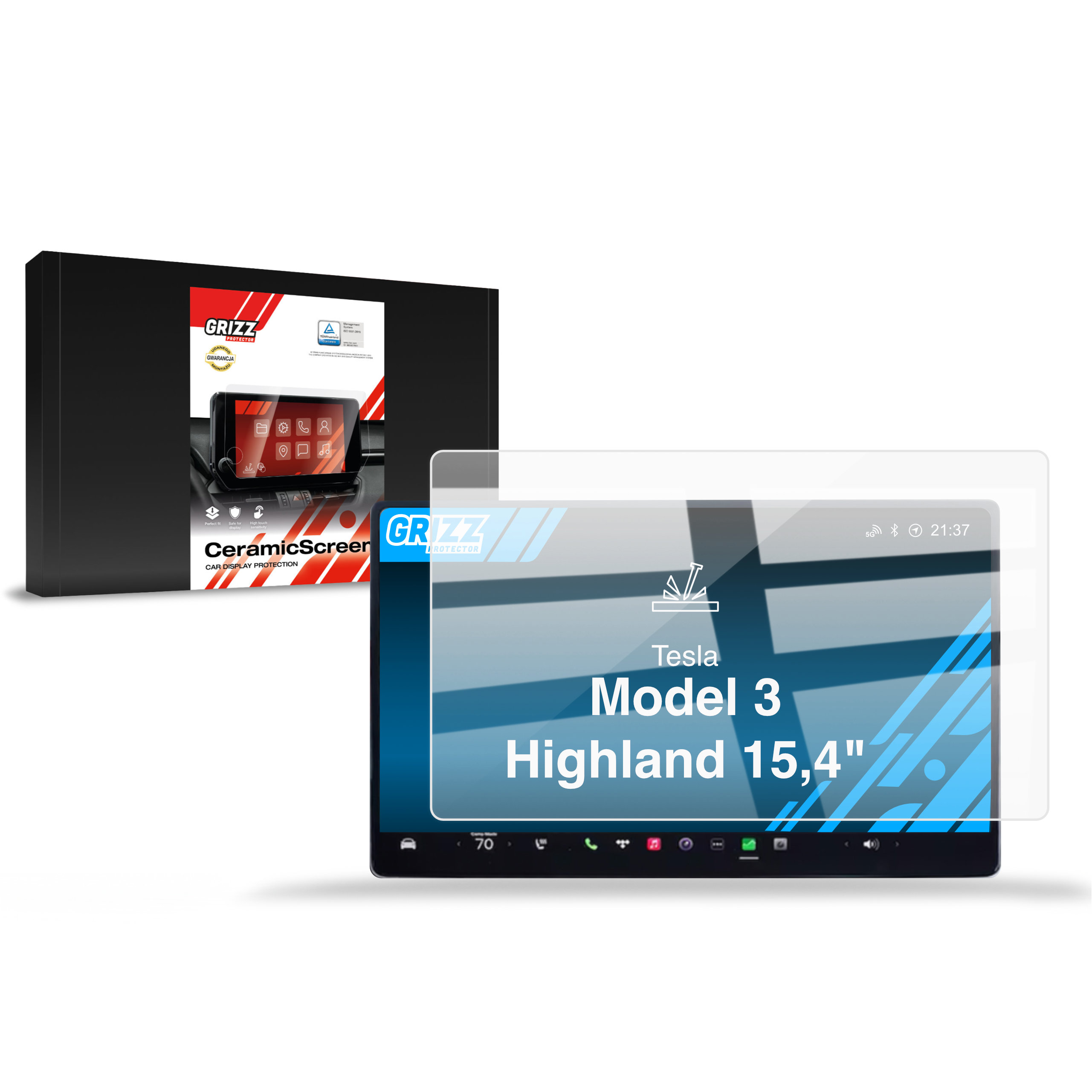 CarDisplay Protection Grizz Keramikfolie für Tesla Model 3 Highland (2023-2025)