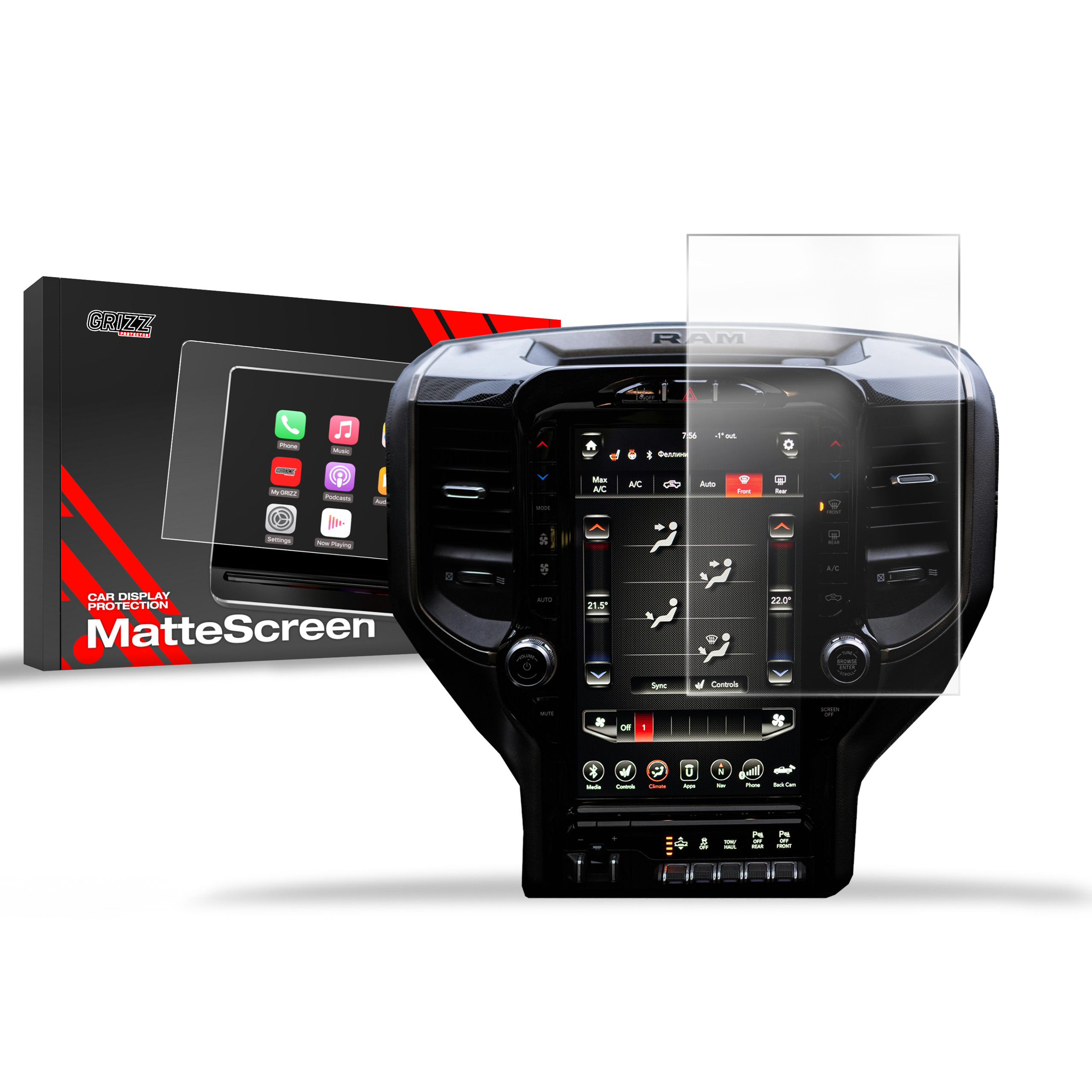 CarDisplay Protection Grizz Mattfolie für Dodge Ram TRX 12,3