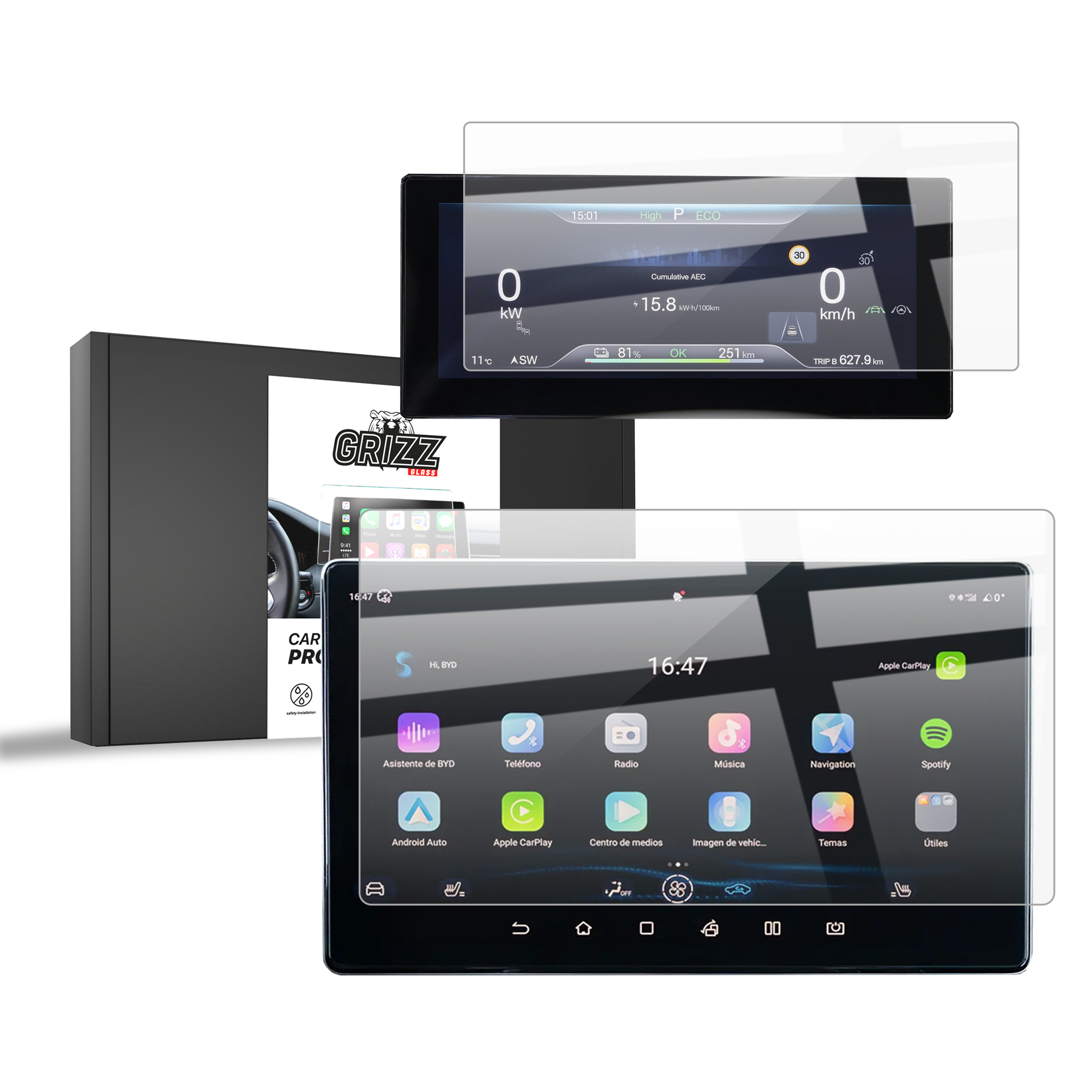 CarDisplay Protection Grizz Keramikfolie für BYD ATTO 2 12,8