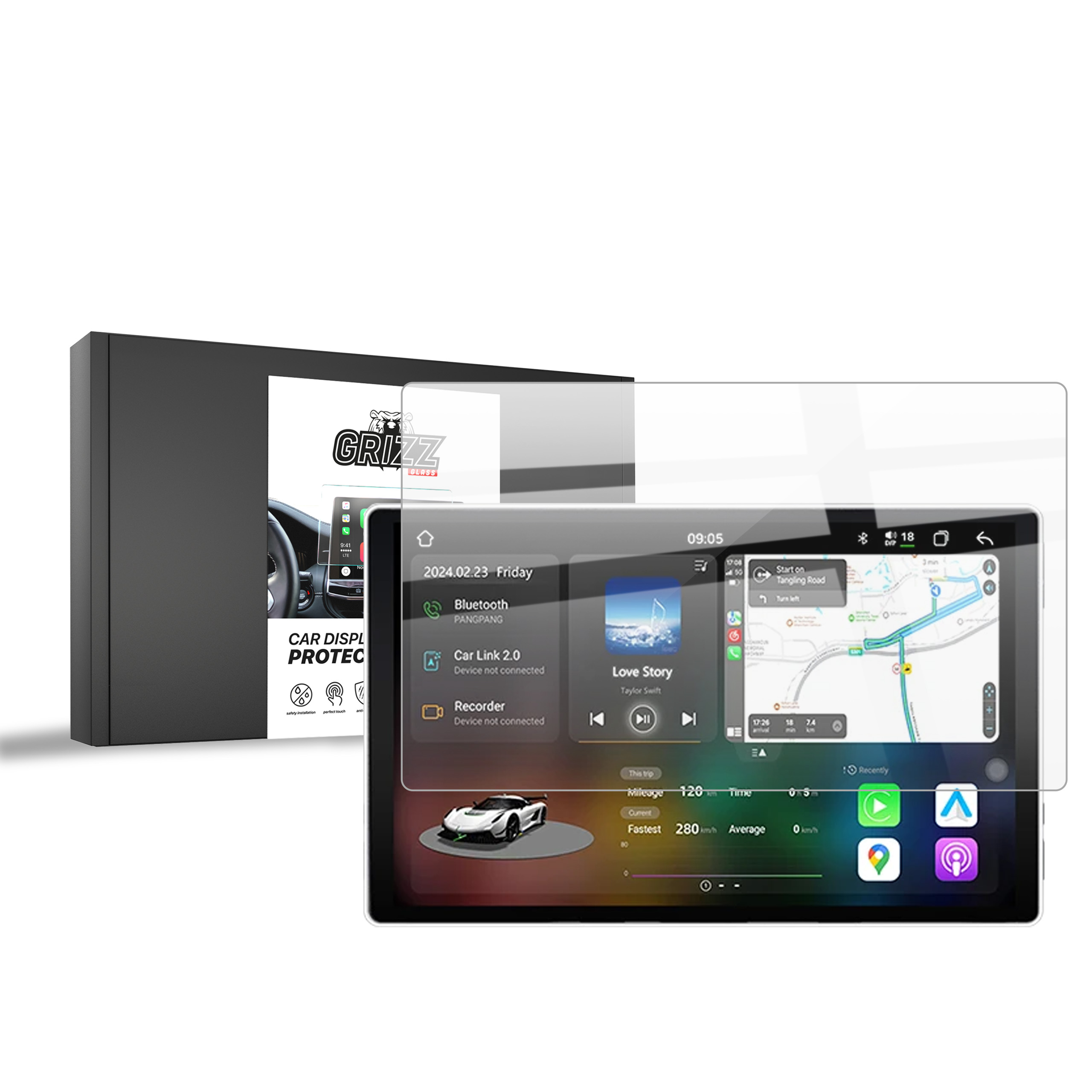 CarDisplay Protection Grizz Keramikfolie für Junsun V3 Plus 11,5
