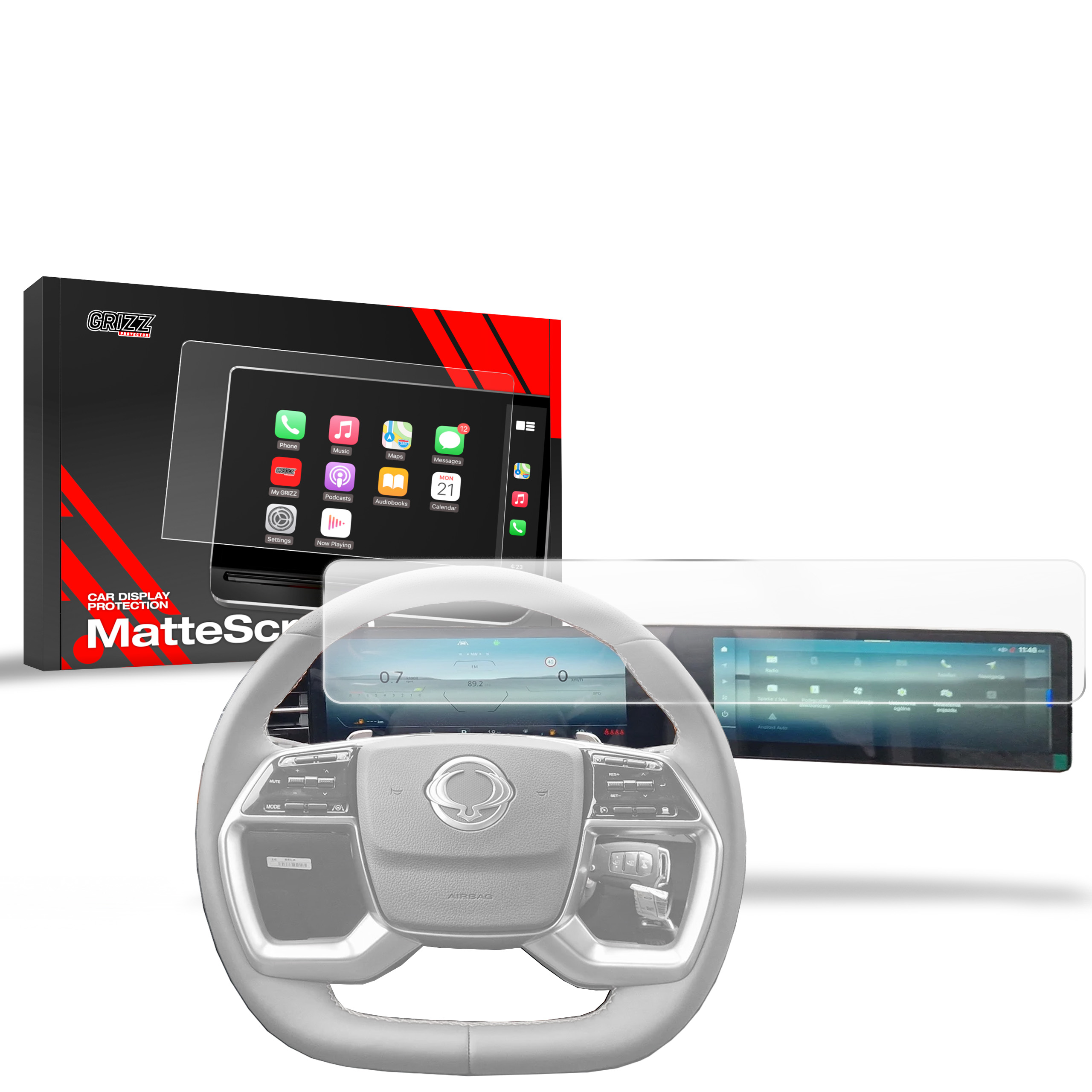 CarDisplay Protection Grizz Mattfolie für SsangYong Torres EVX 12,3