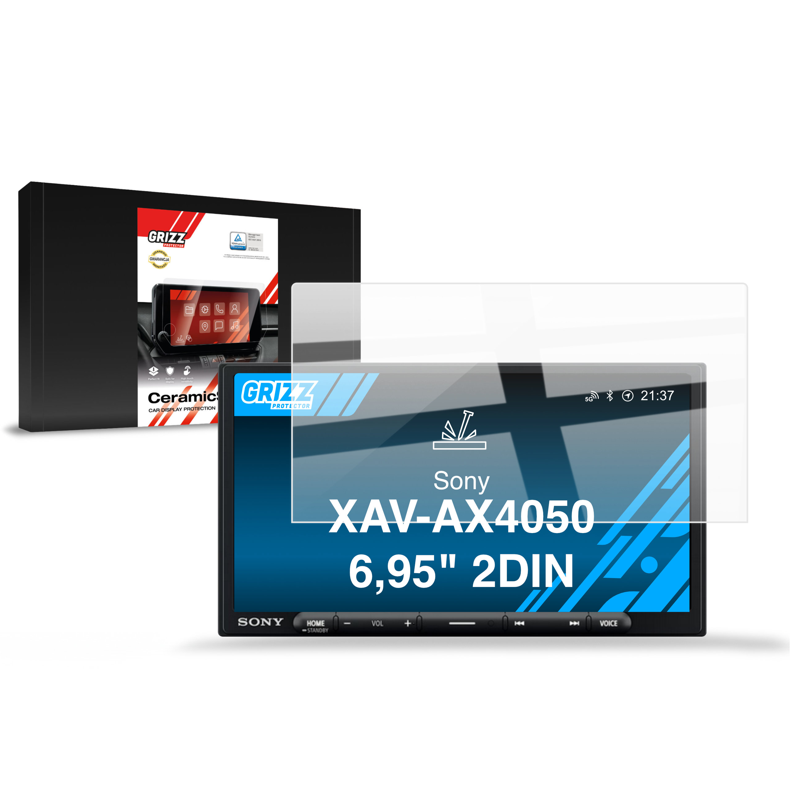 CarDisplay Protection Grizz Keramikfolie für Sony XAV-AX4050 6,95