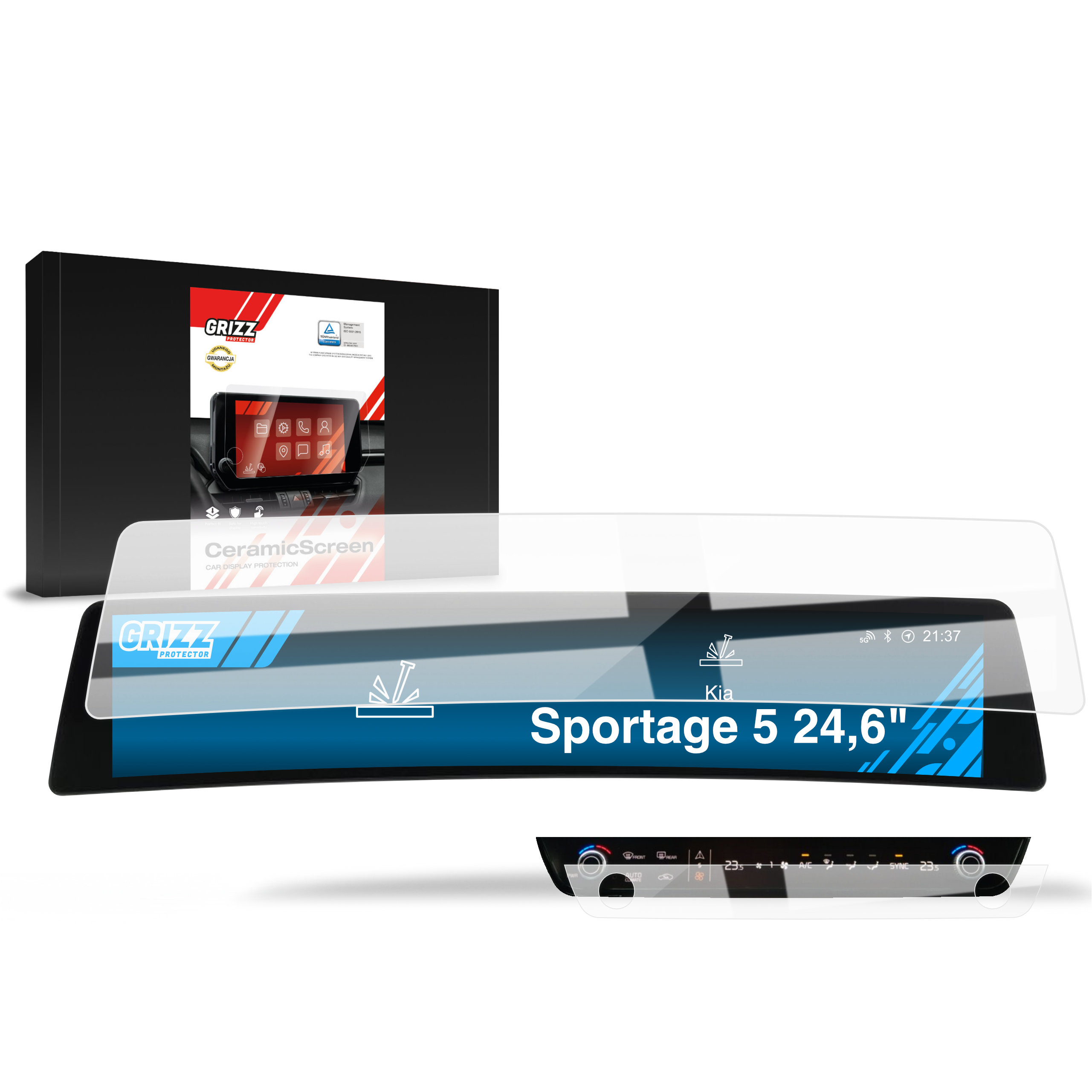 CarDisplay Protection Grizz Keramikfolie für Kia Sportage 5 Business Line (2021-2025)