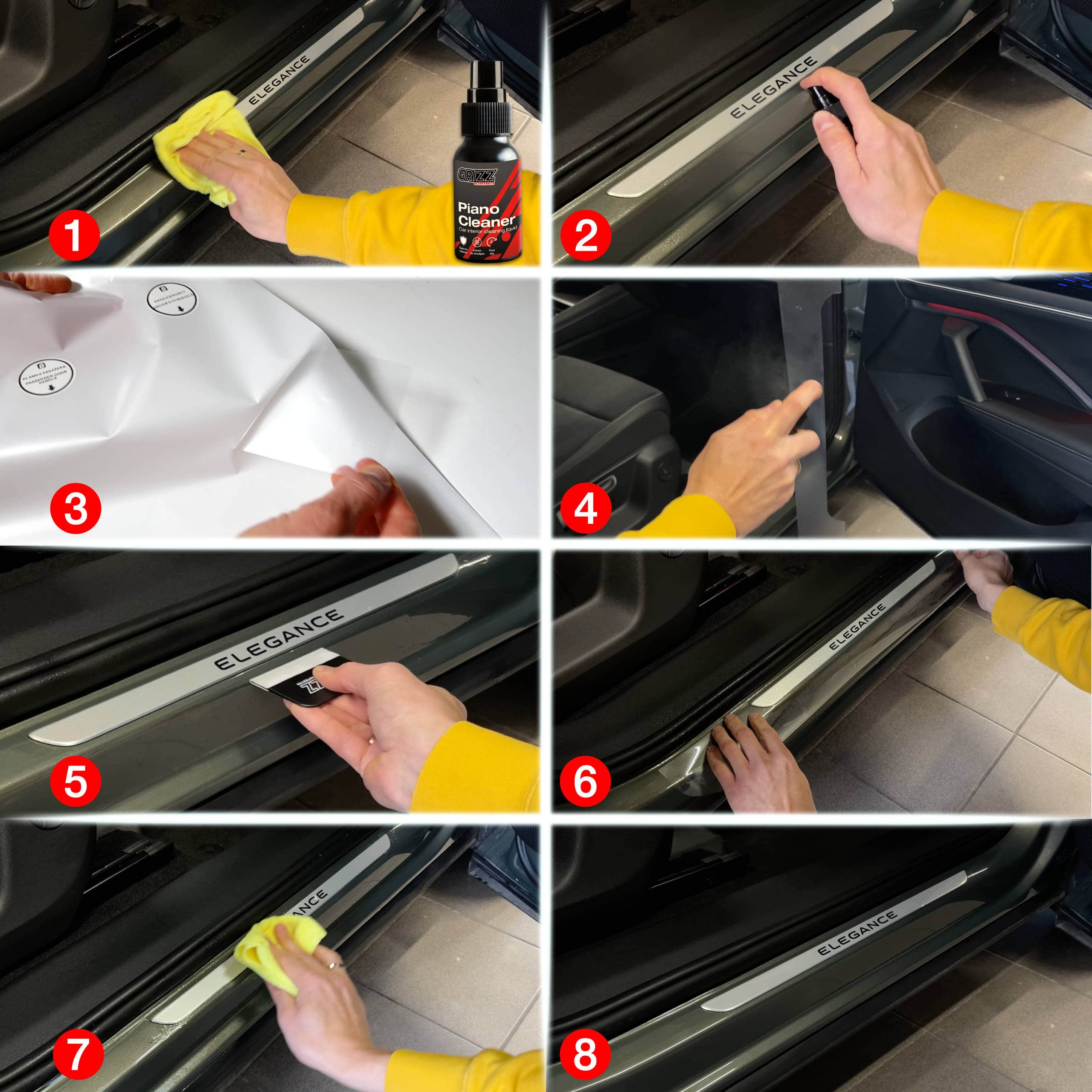 Step-by-step guide to cleaning and applying a GrizzProtector Kohlenstoff Schutzfolie on your Volvo XC90 (2014-2024).