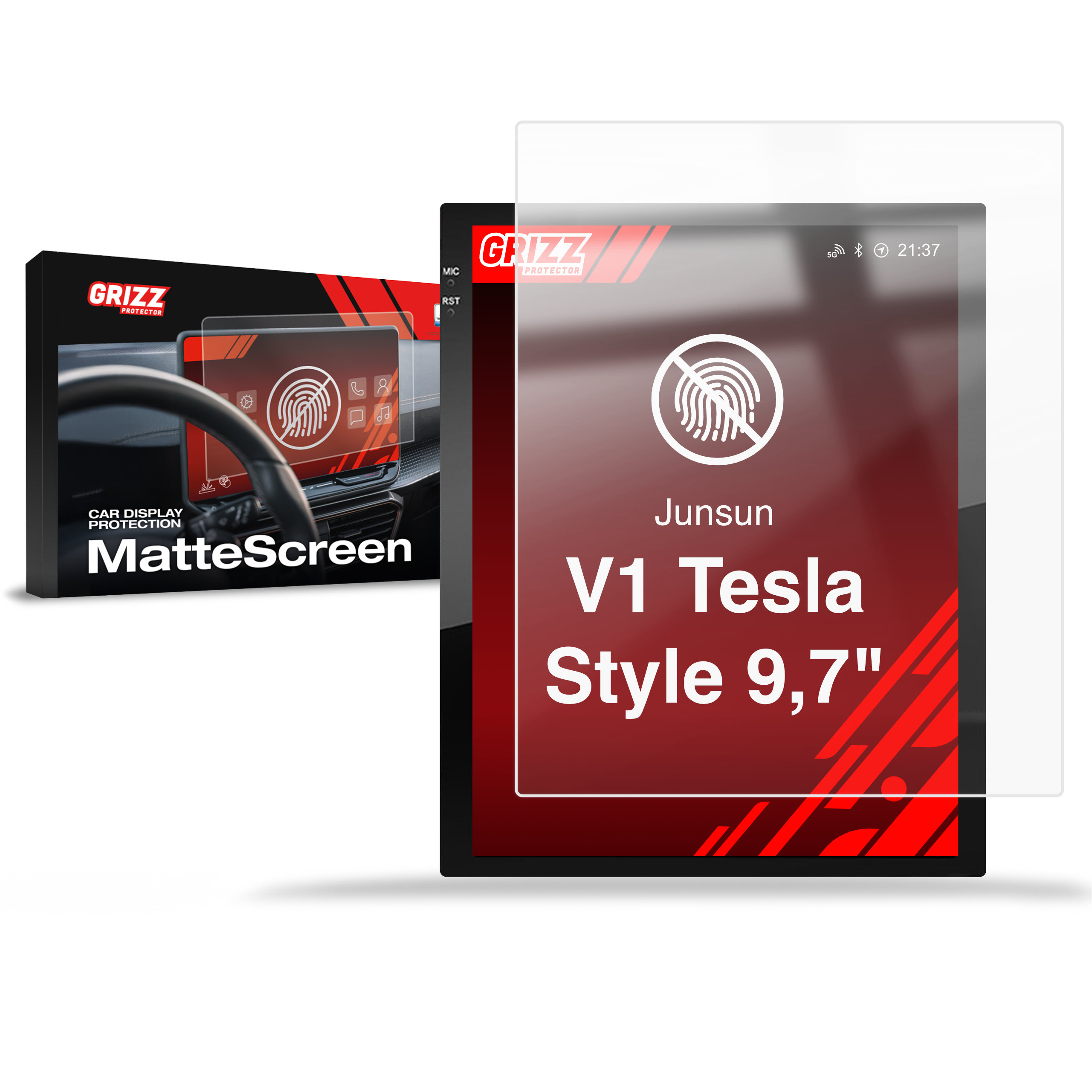 CarDisplay Protection Grizz Mattfolie für Junsun V1 Tesla Style 9,7