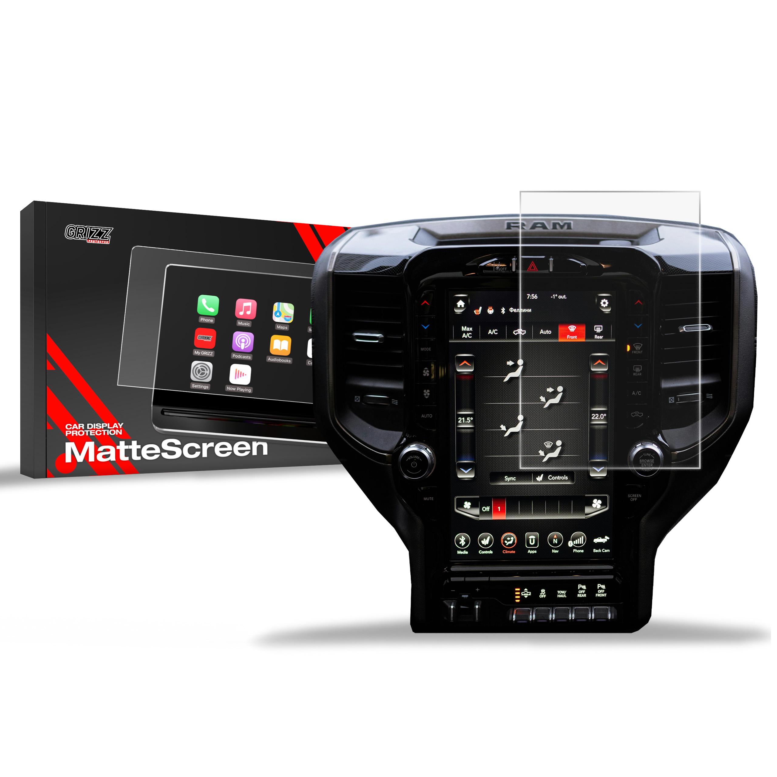 CarDisplay Protection Grizz Mattfolie für Dodge Ram 1500 DT 12,3