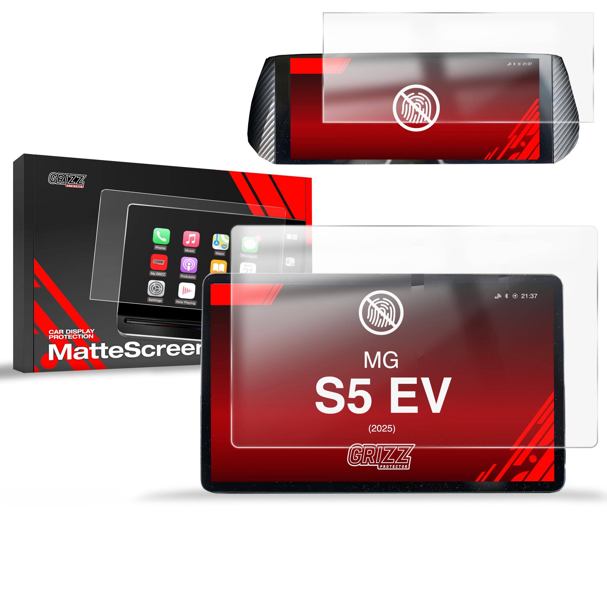 CarDisplay Protection Grizz Mattfolie für MG S5 EV 12,8