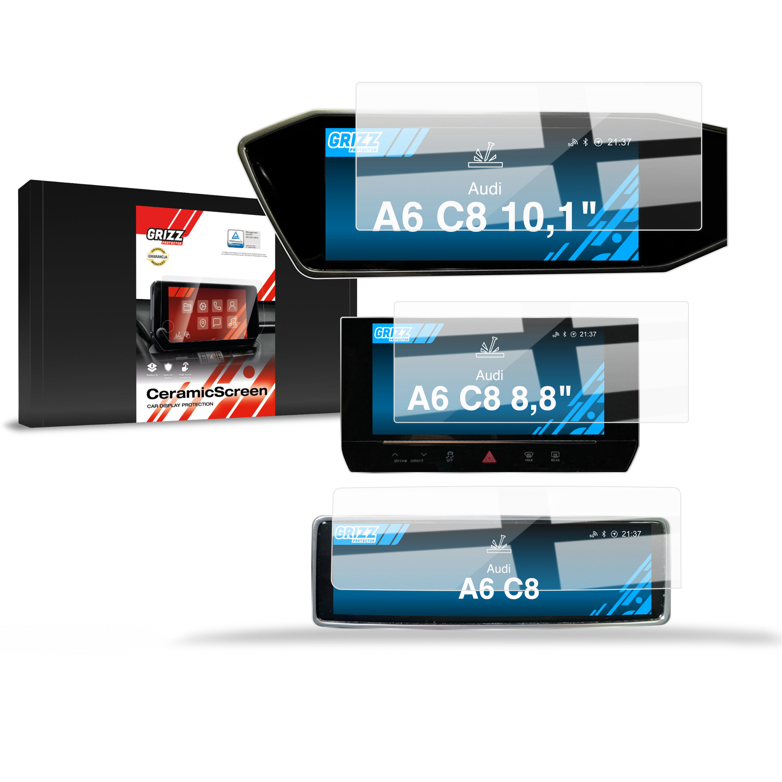 CarDisplay Protection Grizz Keramikfolie für Audi A6 C8 (2018-2024)