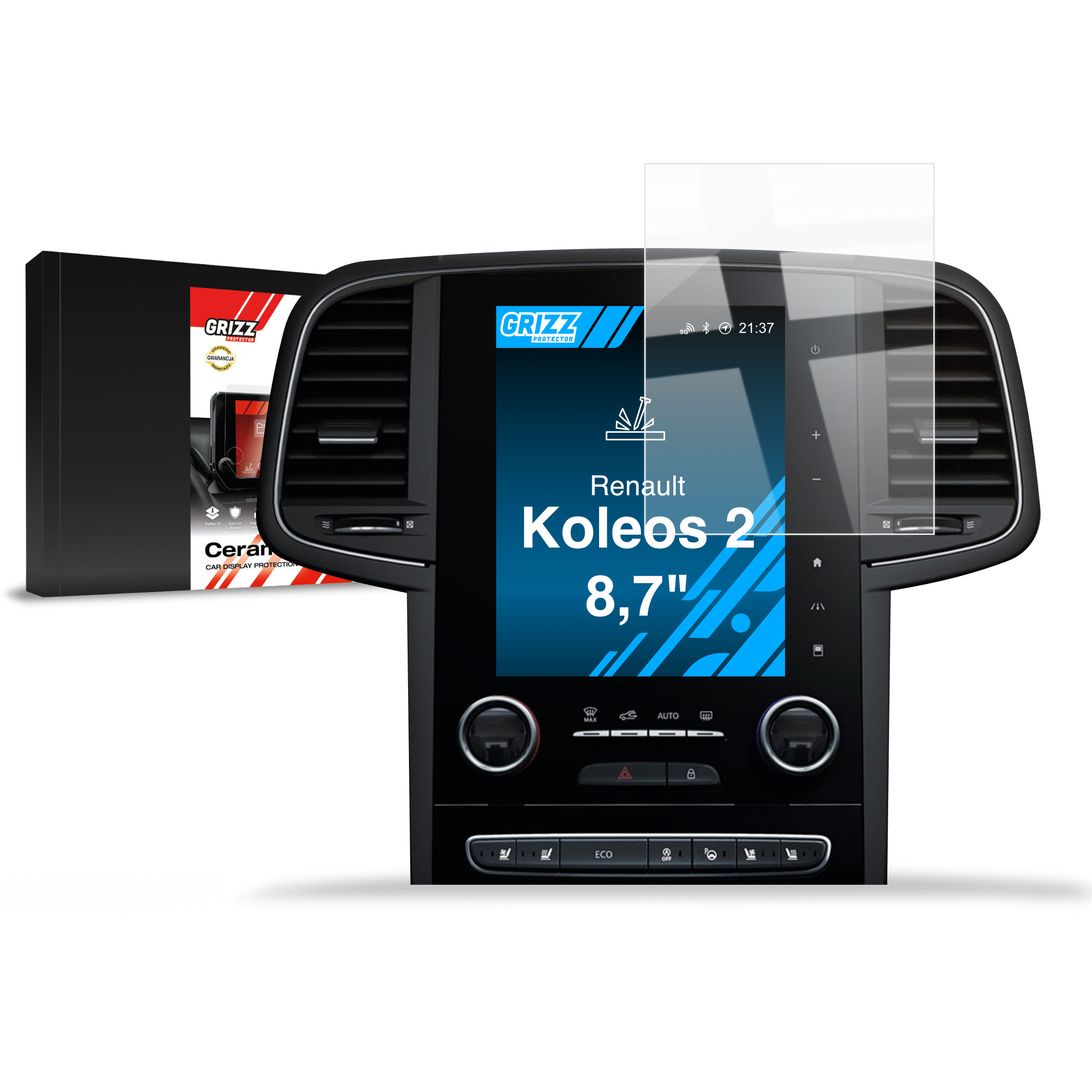 CarDisplay Protection Grizz Keramikfolie für Renault Koleos 2 8,7