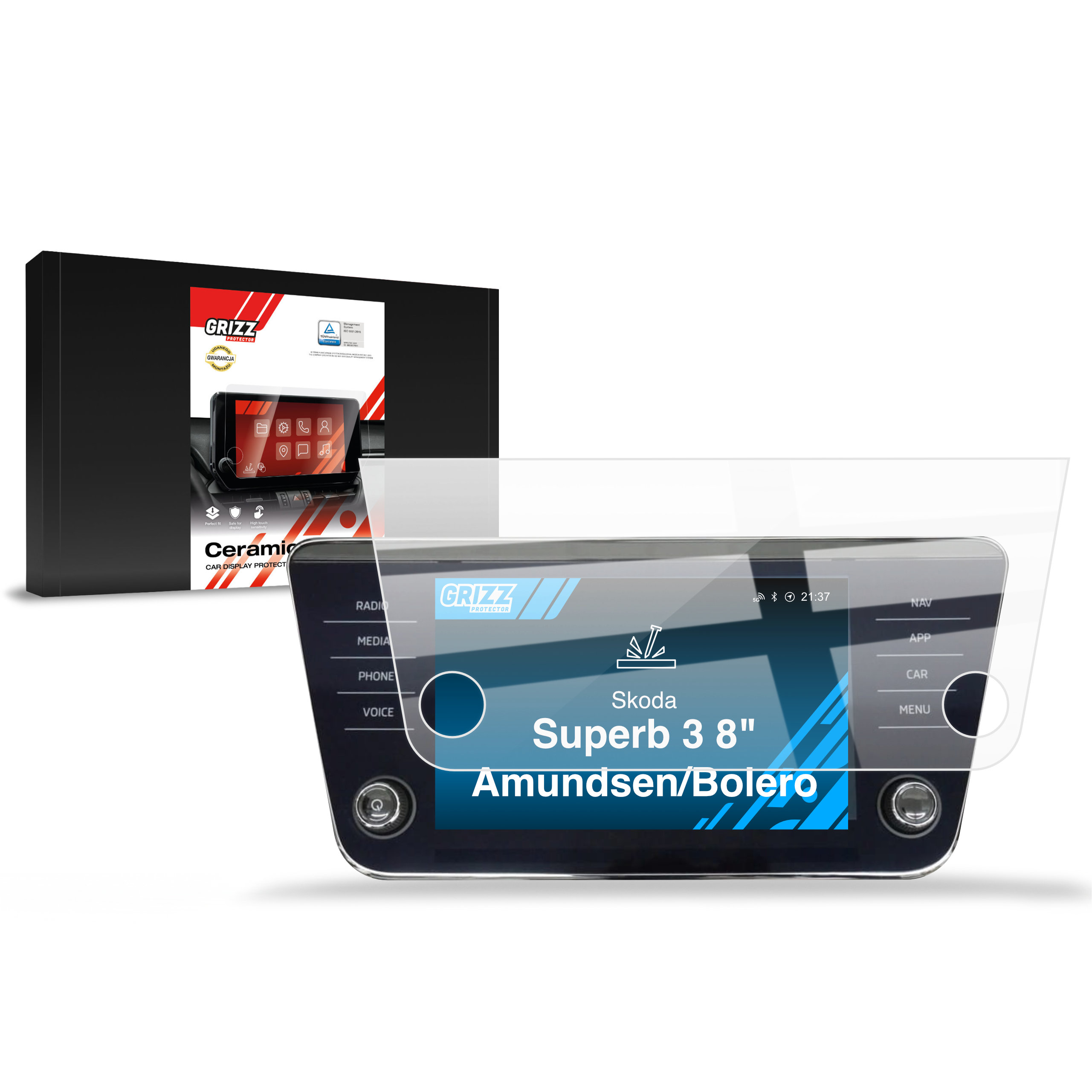 CarDisplay Protection Grizz Keramikfolie für Skoda Superb 3 8