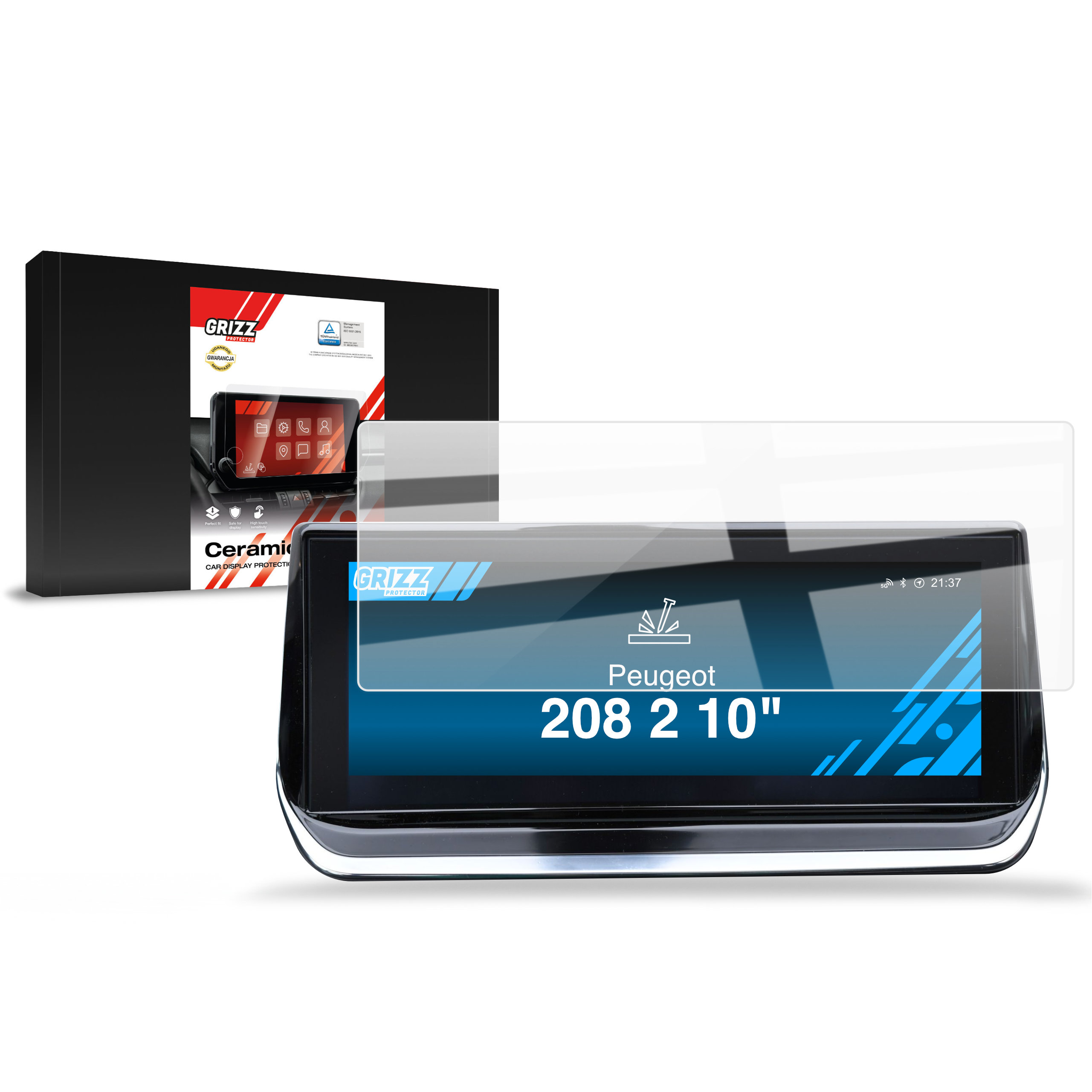 CarDisplay Protection Grizz Keramikfolie für Peugeot 208 2 (2019-2023)
