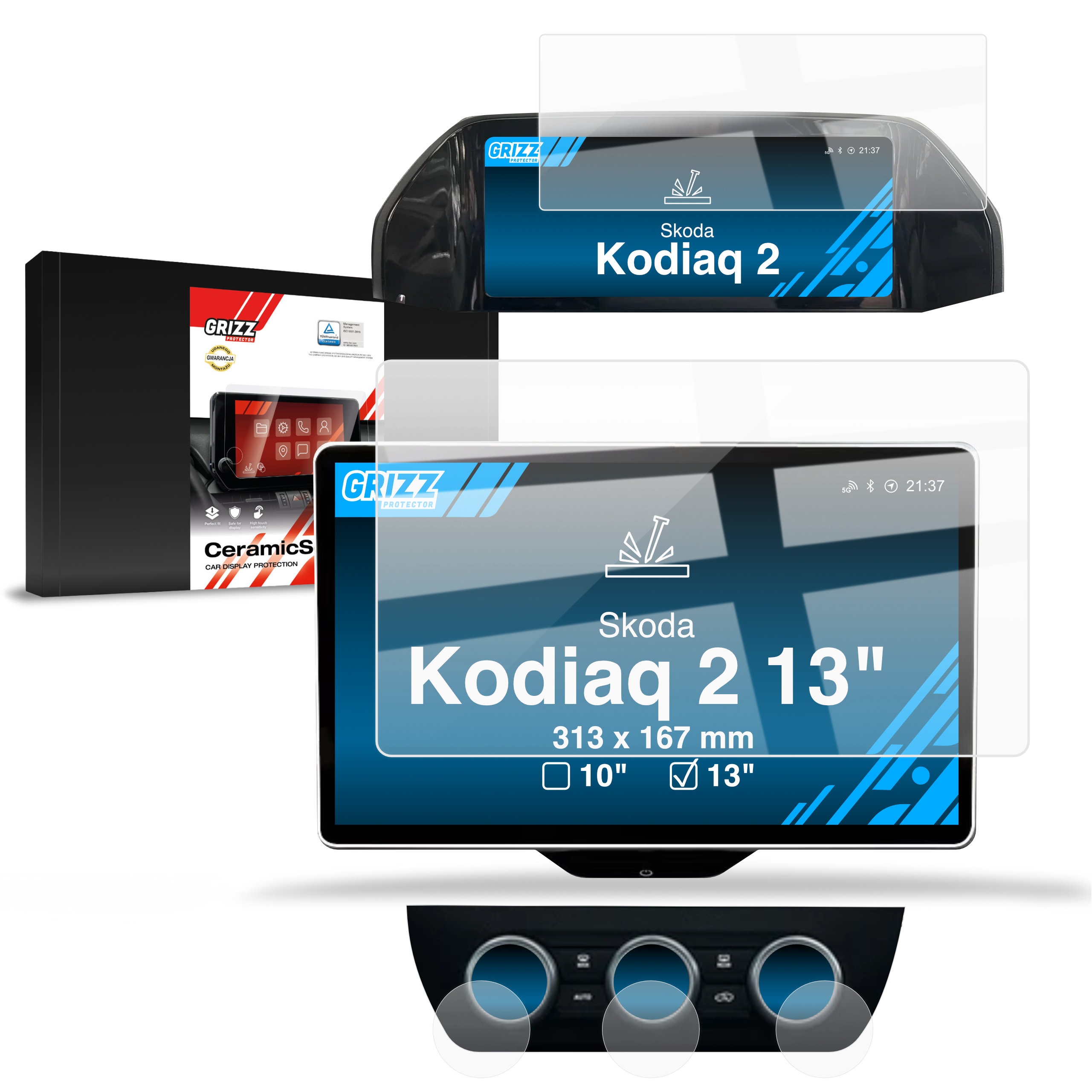 CarDisplay Protection Grizz Keramikfolie für Skoda Kodiaq 2 13