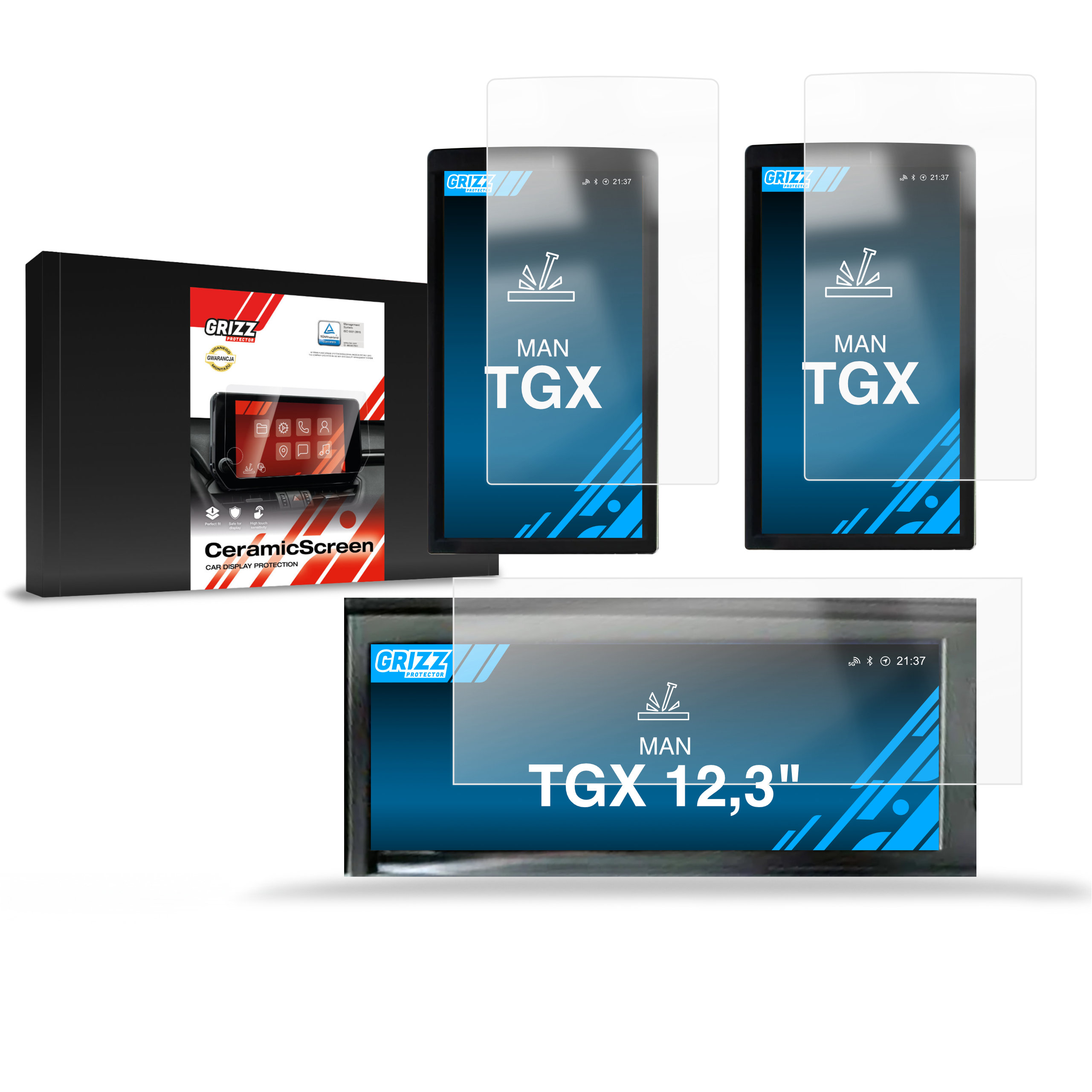 CarDisplay Protection Grizz Keramikfolie für MAN TGX 12,3