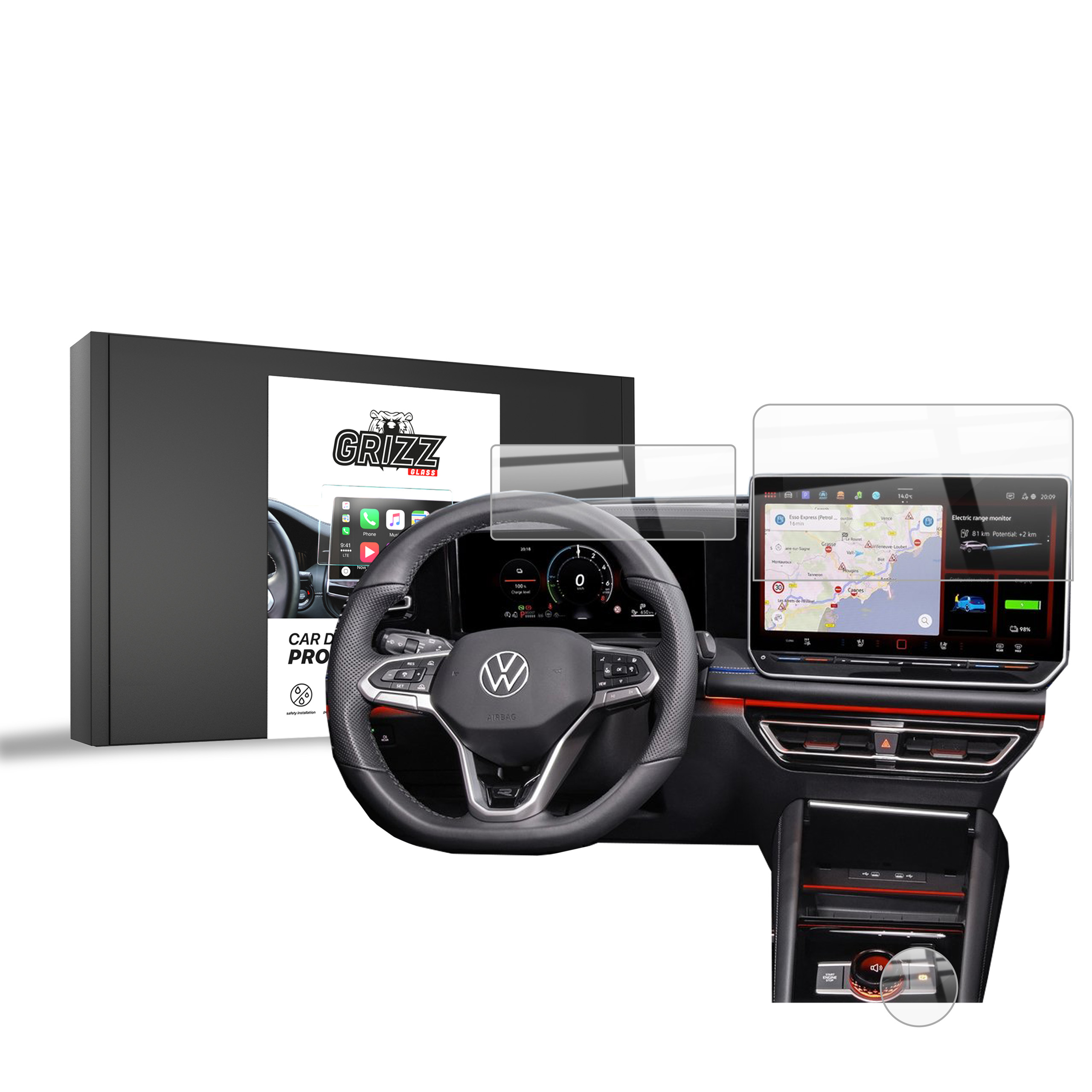 CarDisplay Protection Grizz Keramikfolie für Volkswagen Tayron 12,9