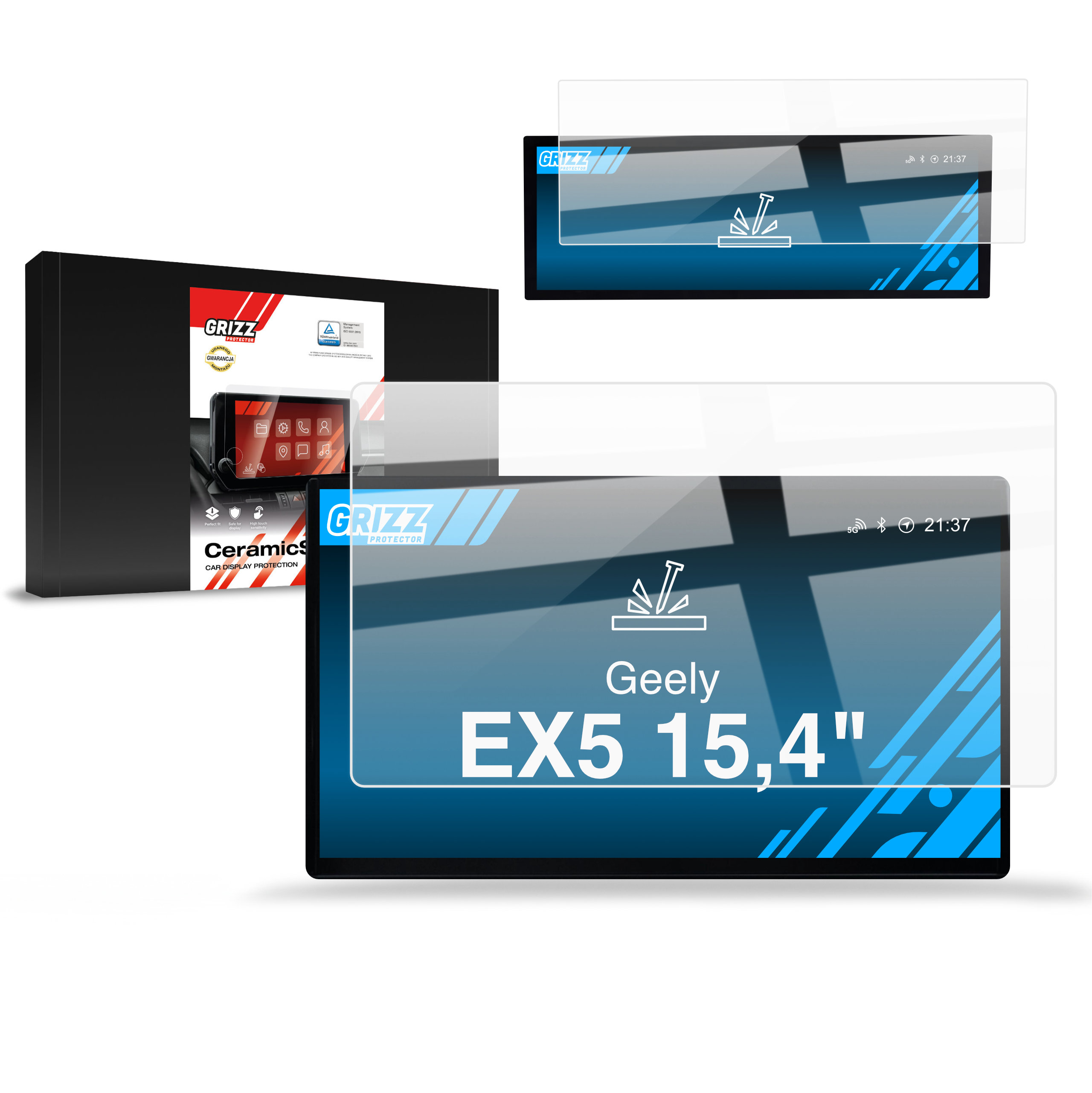 CarDisplay Protection Grizz Keramikfolie für Geely EX5 15,4