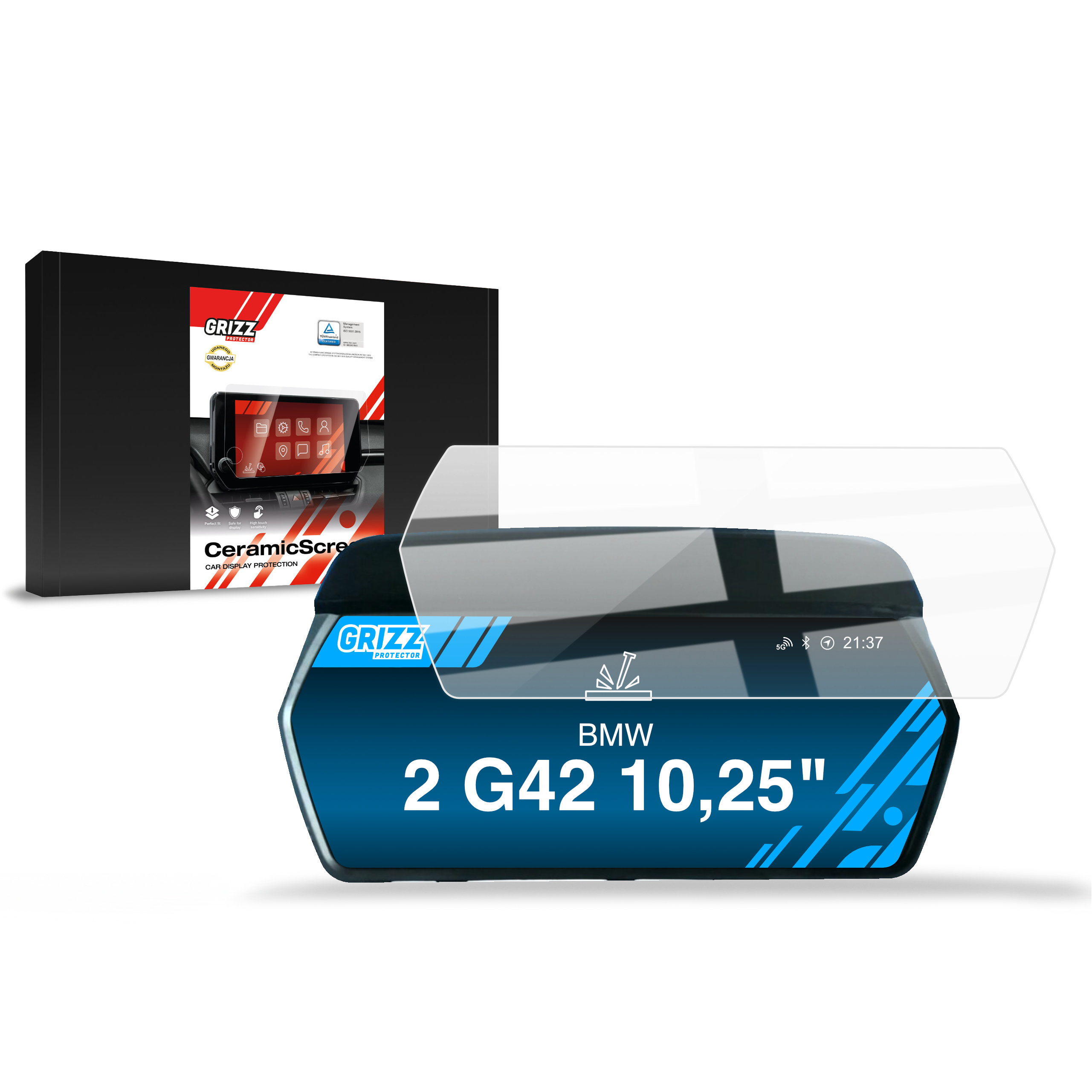 CarDisplay Protection Grizz Keramikfolie für BMW 2 G42 Live Cockpit 10,25