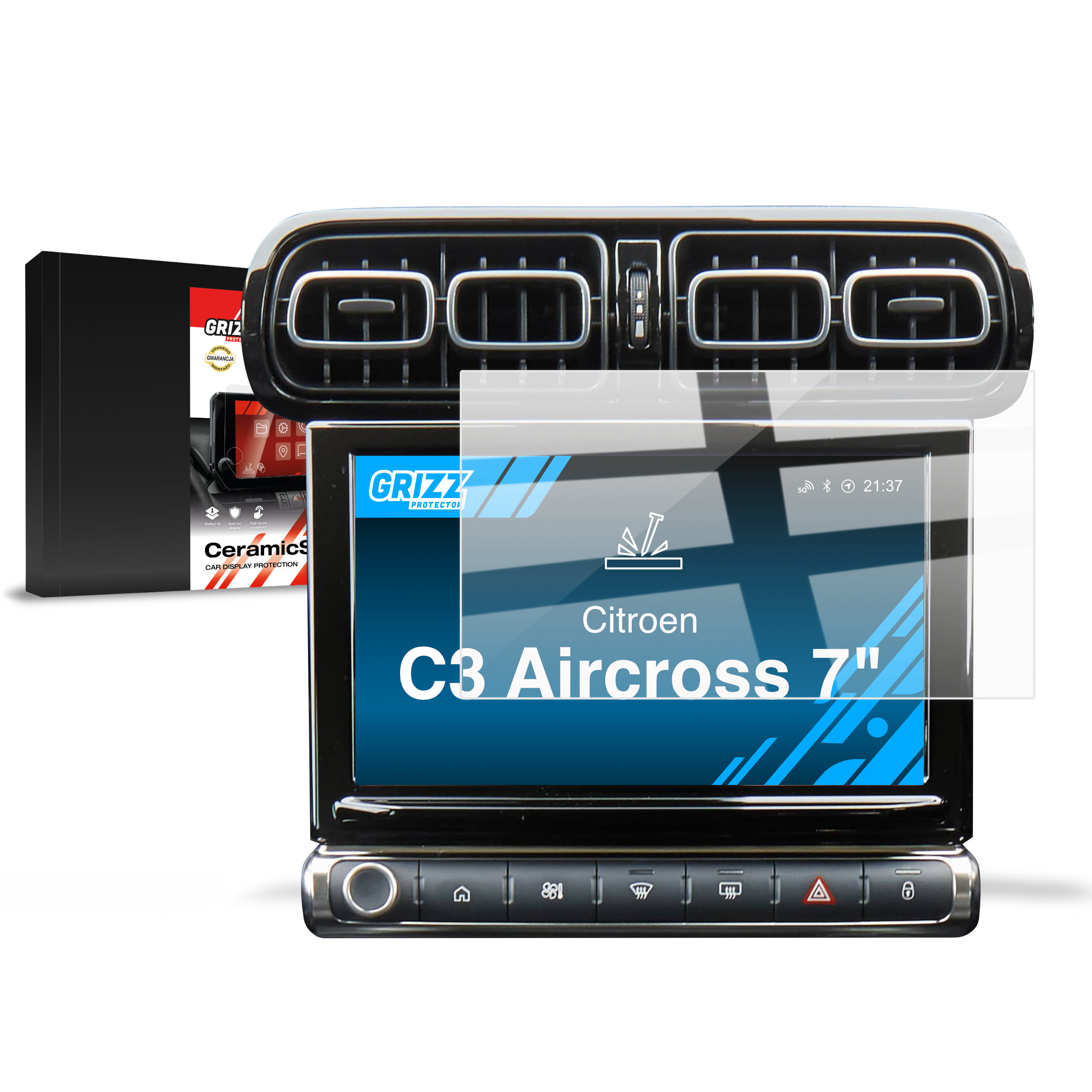 CarDisplay Protection Grizz Keramikfolie für Citroen C3 Aircross 7