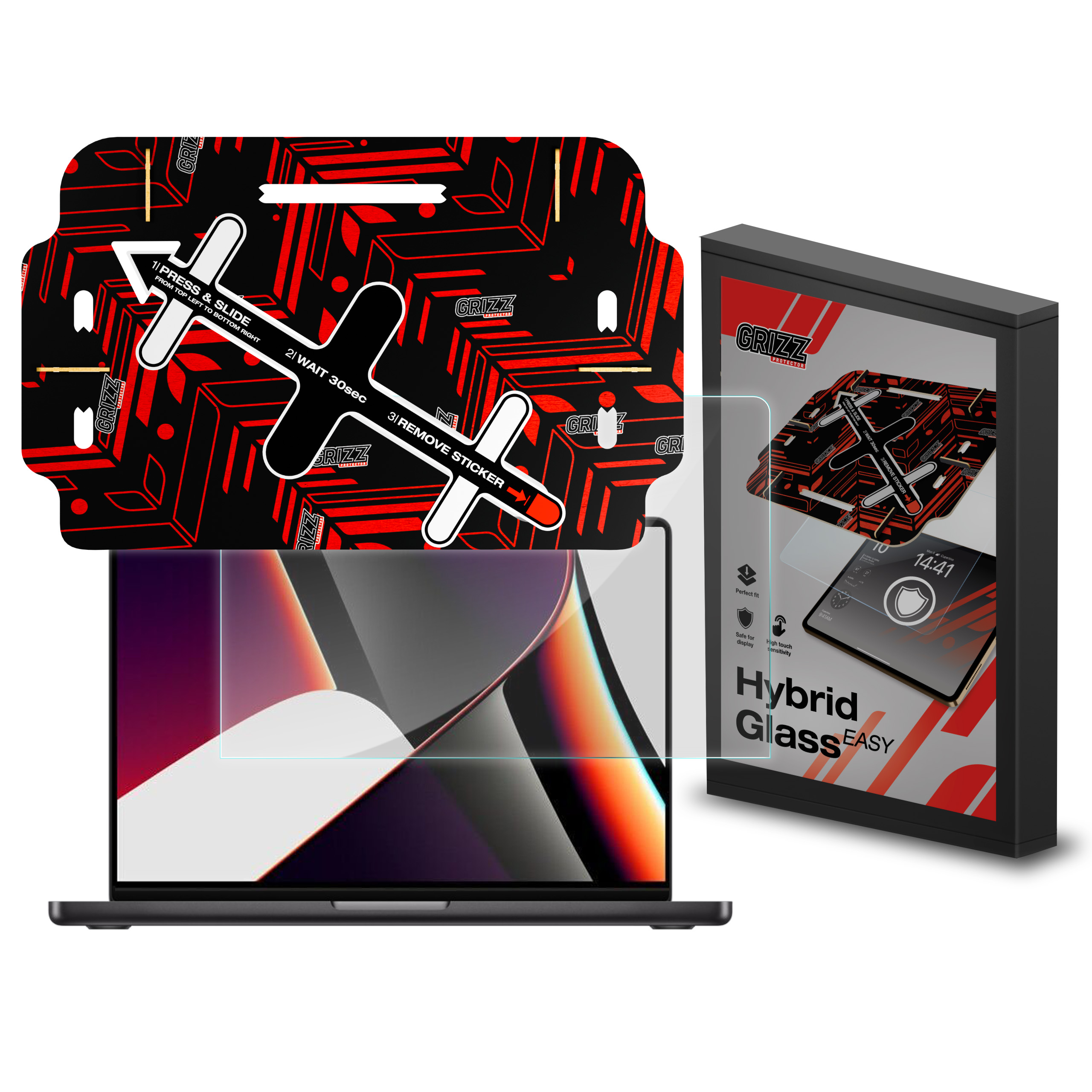 Grizz HybridGlass Easy szkło hybrydowe z ramką do Apple MacBook Pro 14