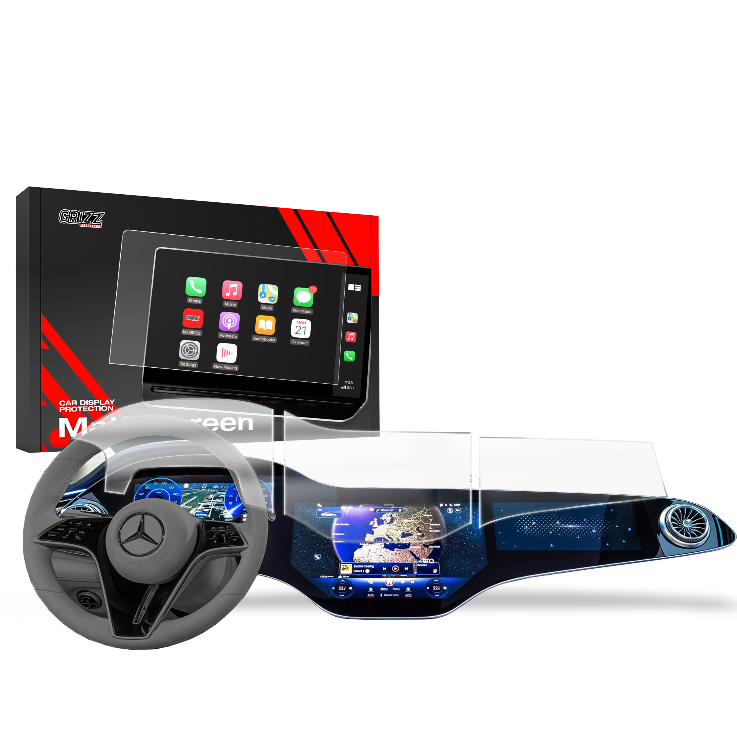 CarDisplay Protection Grizz Mattfolie für Mercedes EQS Hyperscreen (2021-2025)