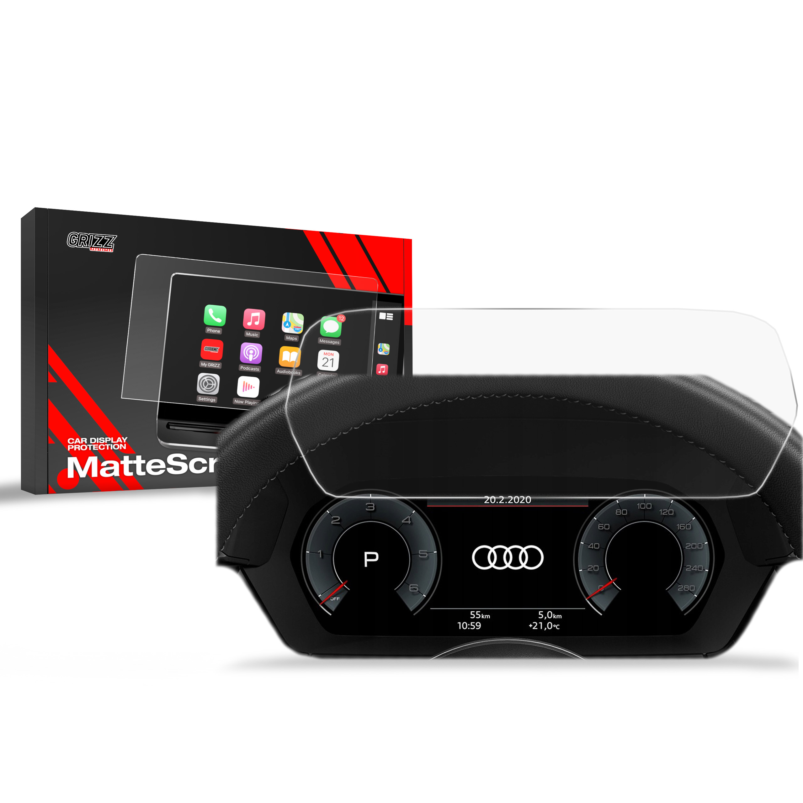 CarDisplay Protection Grizz Mattfolie für Audi A3 8Y Virtual Cockpit Plus 12,3