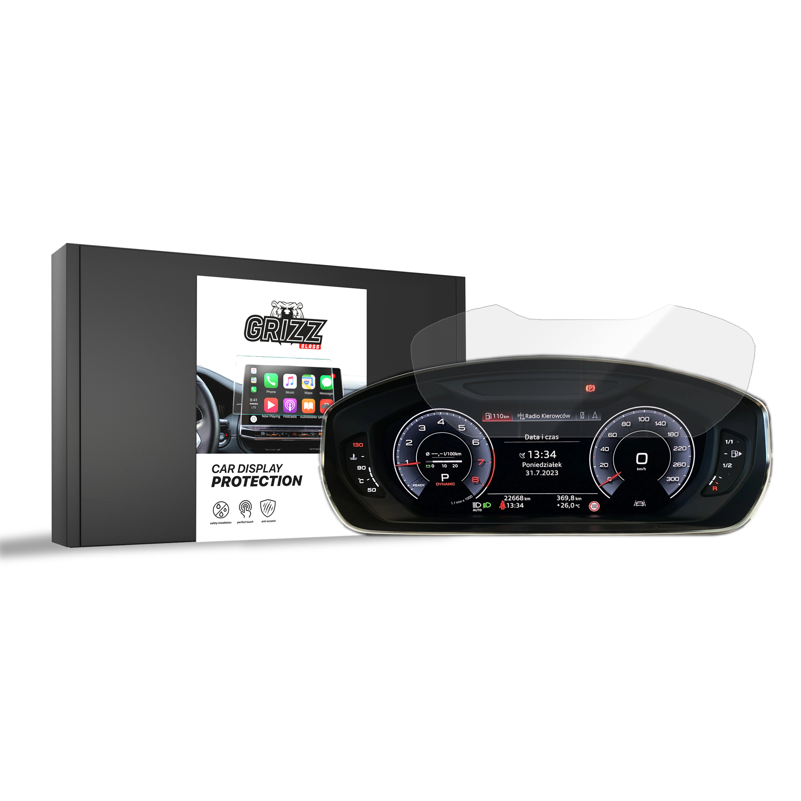 CarDisplay Protection Grizz Keramikfolie für Audi Q3 Virtual Cockpit 10,25