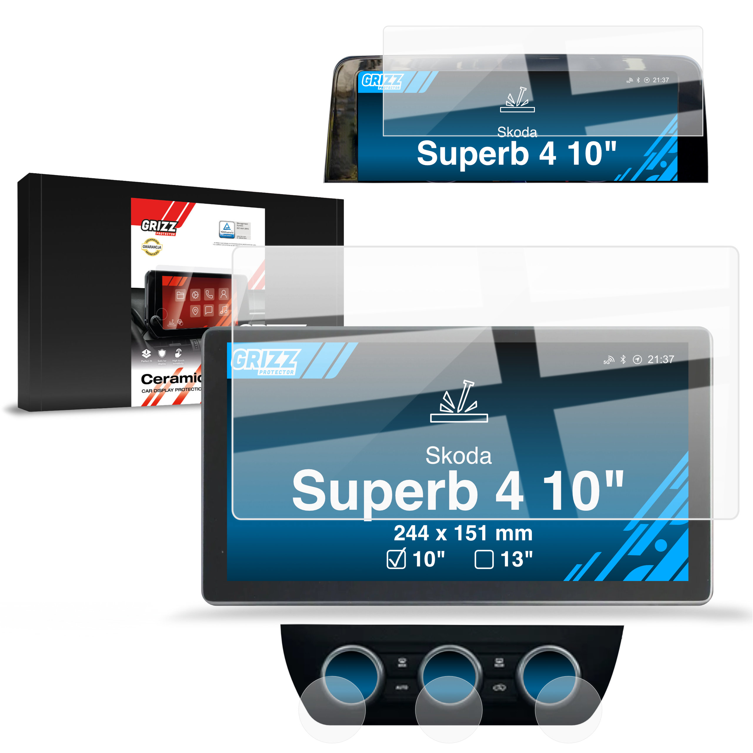CarDisplay Protection Grizz Keramikfolie für Skoda Superb 4 10