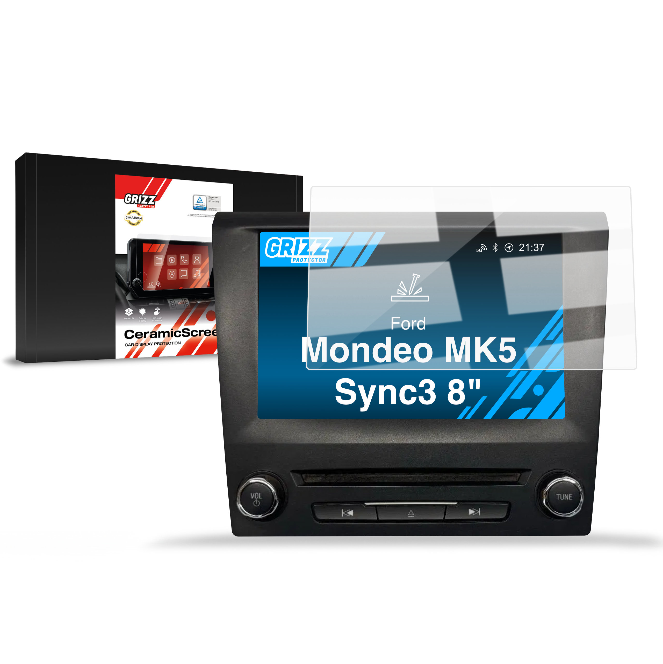 CarDisplay Protection Grizz Keramikfolie für Ford Mondeo MK5 Sync3 8
