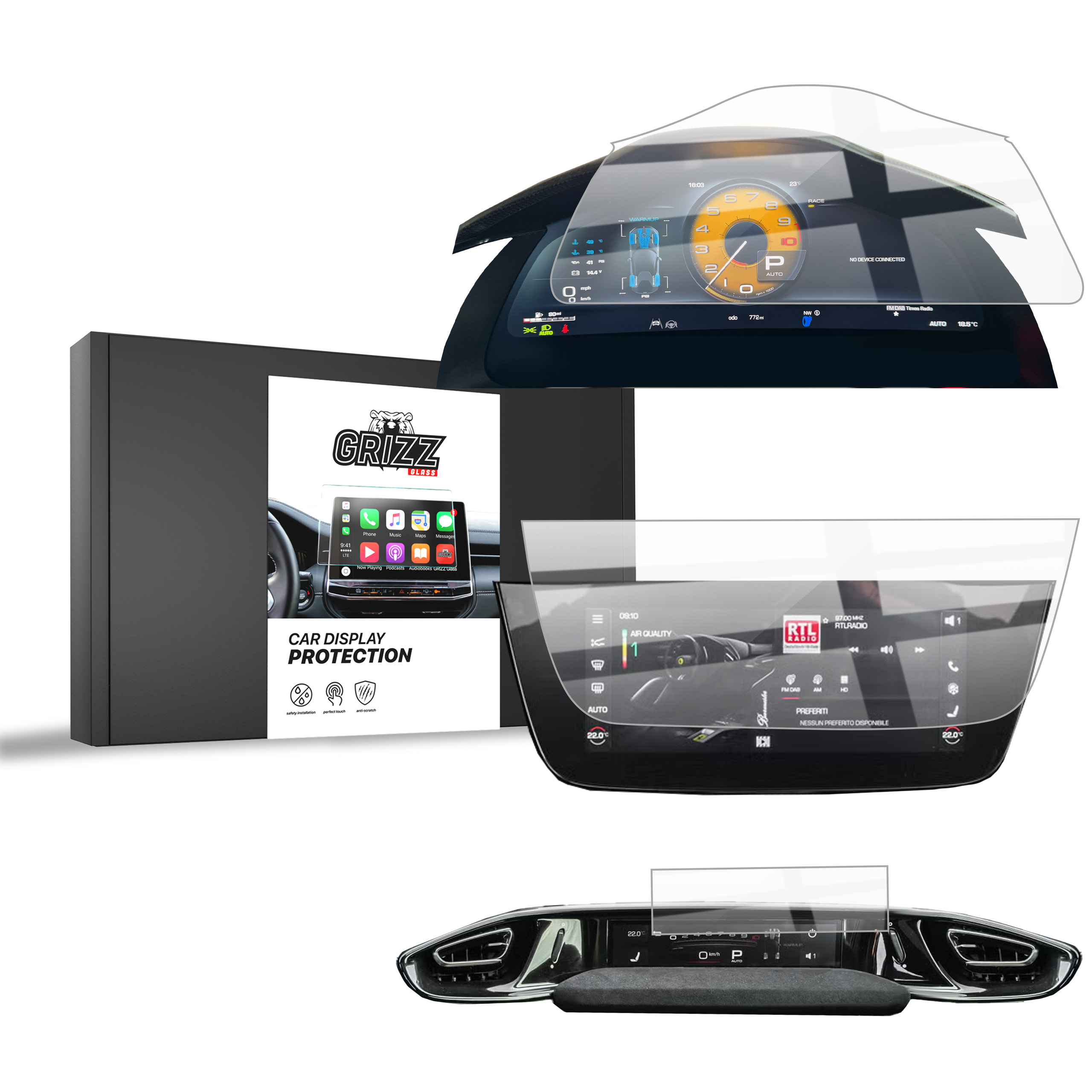 CarDisplay Protection Grizz Keramikfolie für Ferrari 12Cilindri 15,6