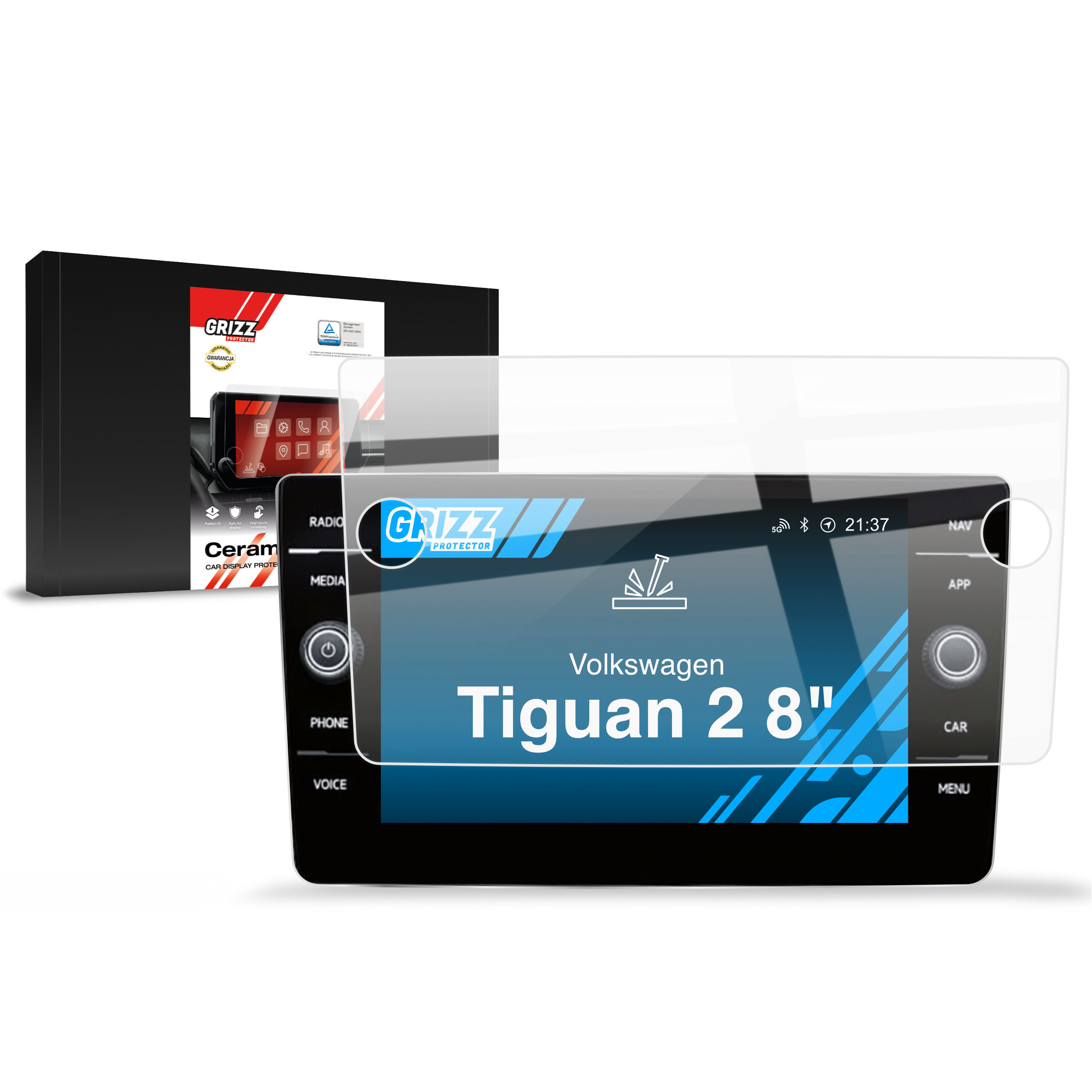 CarDisplay Protection Grizz Keramikfolie für Volkswagen Tiguan 2 Discover Media